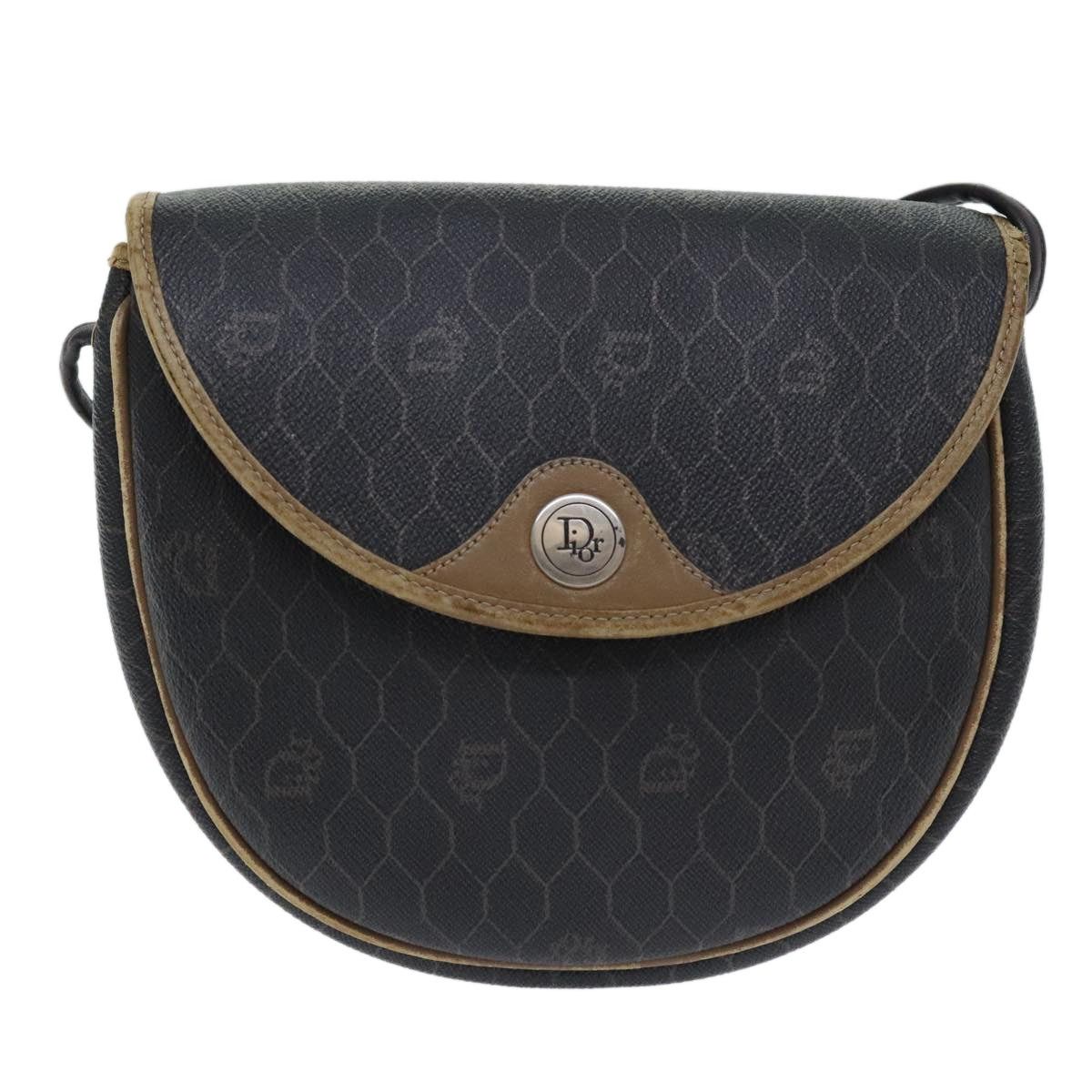 Dior DIOR Honeycomb Canvas Shoulder Bag Leather Black Gold Size ONE SIZE - 13 Thumbnail