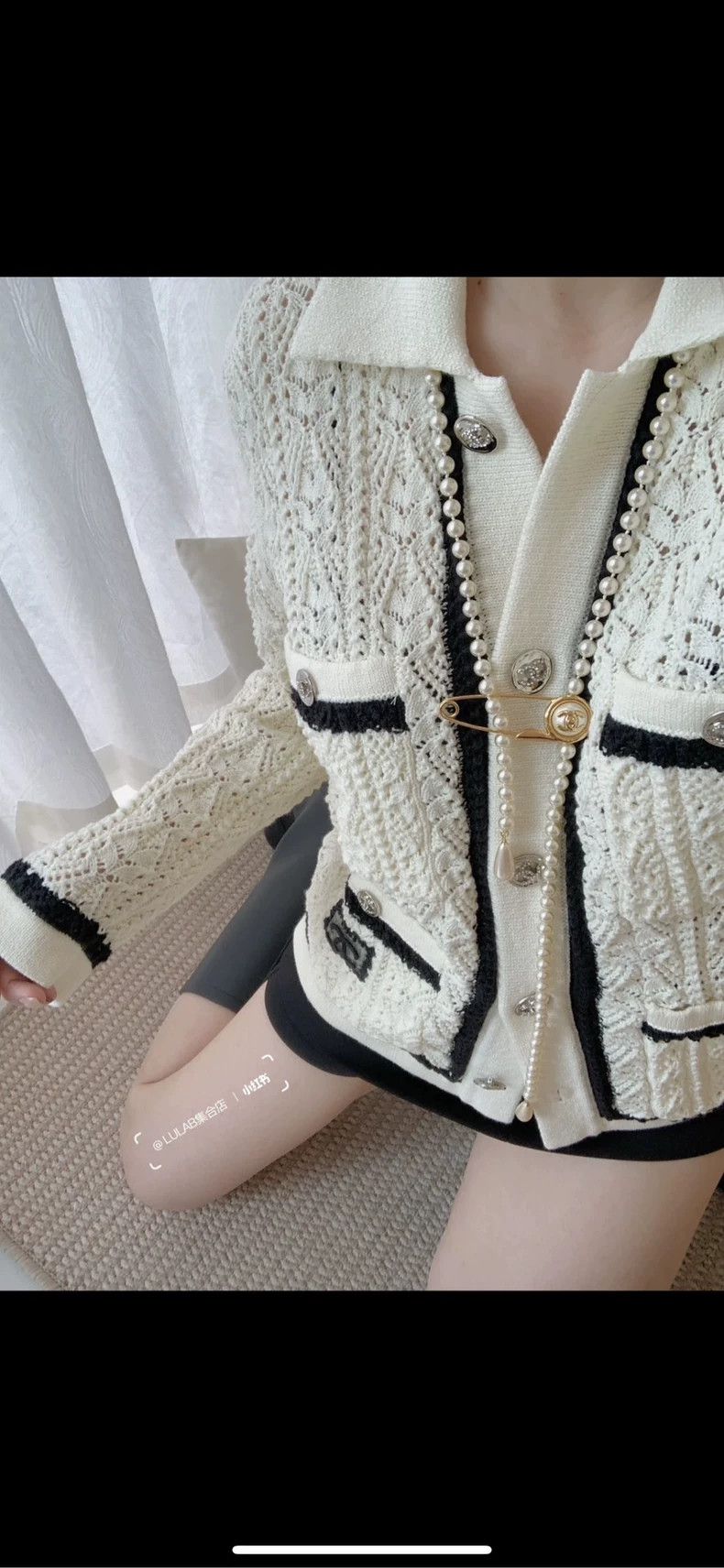 Chanel Chanel 24P milky white hollow knitted cardigan jacket 2504- Size XS / US 0-2 / IT 36-38 - 8 Thumbnail
