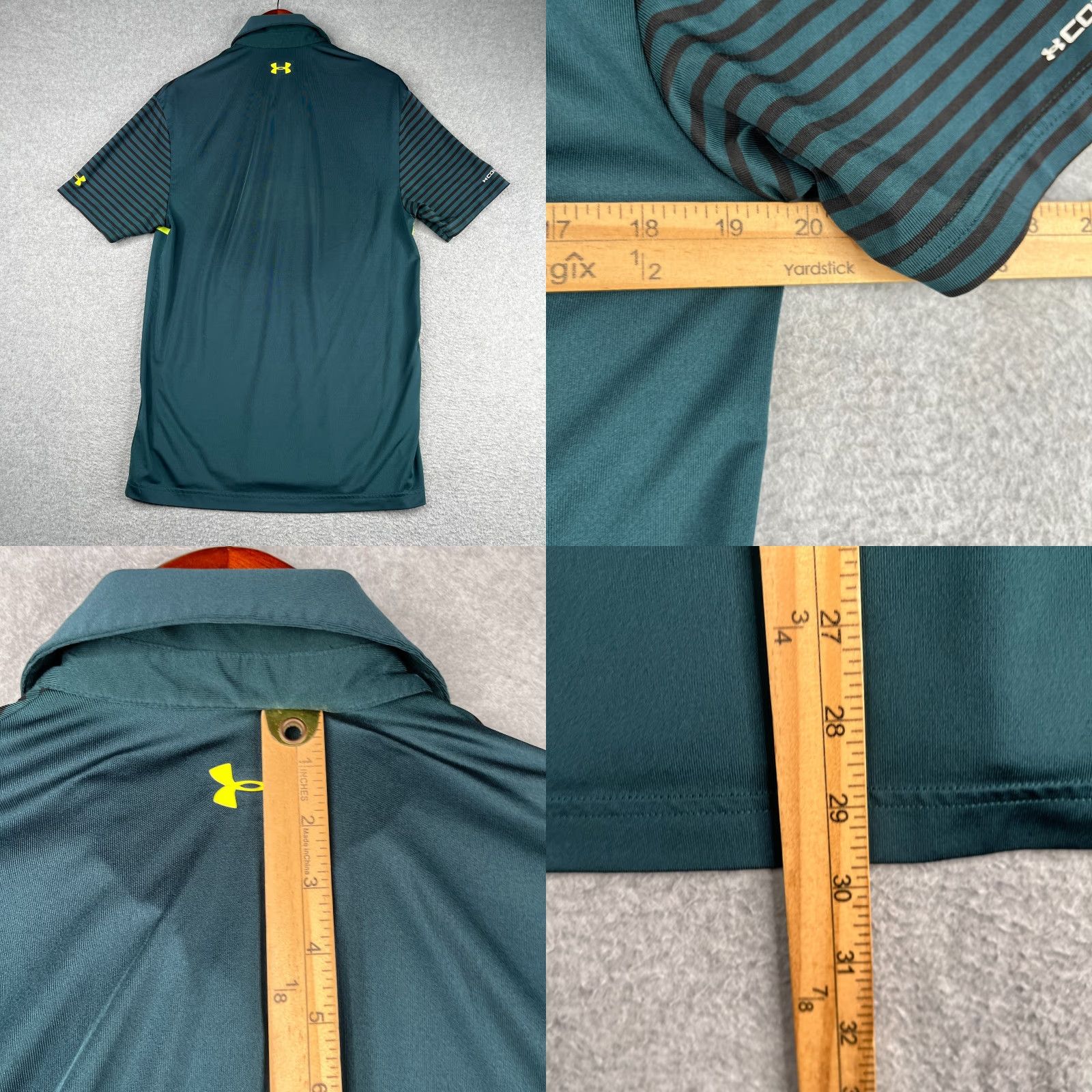 Under Armour Under Armour Heatgear Polo Shirt Mens Small Green Striped Coldblack Stretch Size US S / EU 44-46 / 1 - 8 Thumbnail
