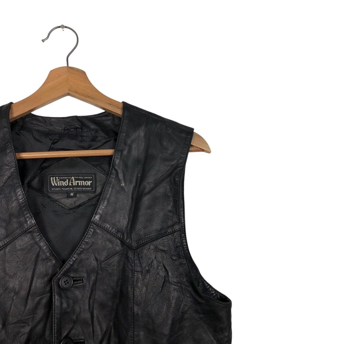 Japanese Brand 📌Rich Black Vintage Vest Leather Wind Armour Issey Miyake Size US M / EU 48-50 / 2 - 7 Thumbnail