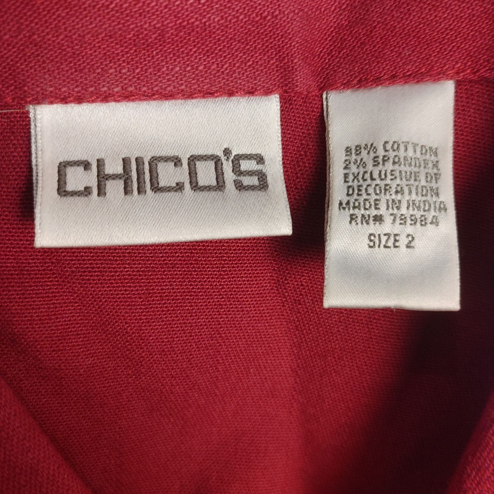 Other Chico's Women's 2 Red Casual Button Down Shirt Size XXL / US 16-18 / IT 52-54 - 4 Thumbnail