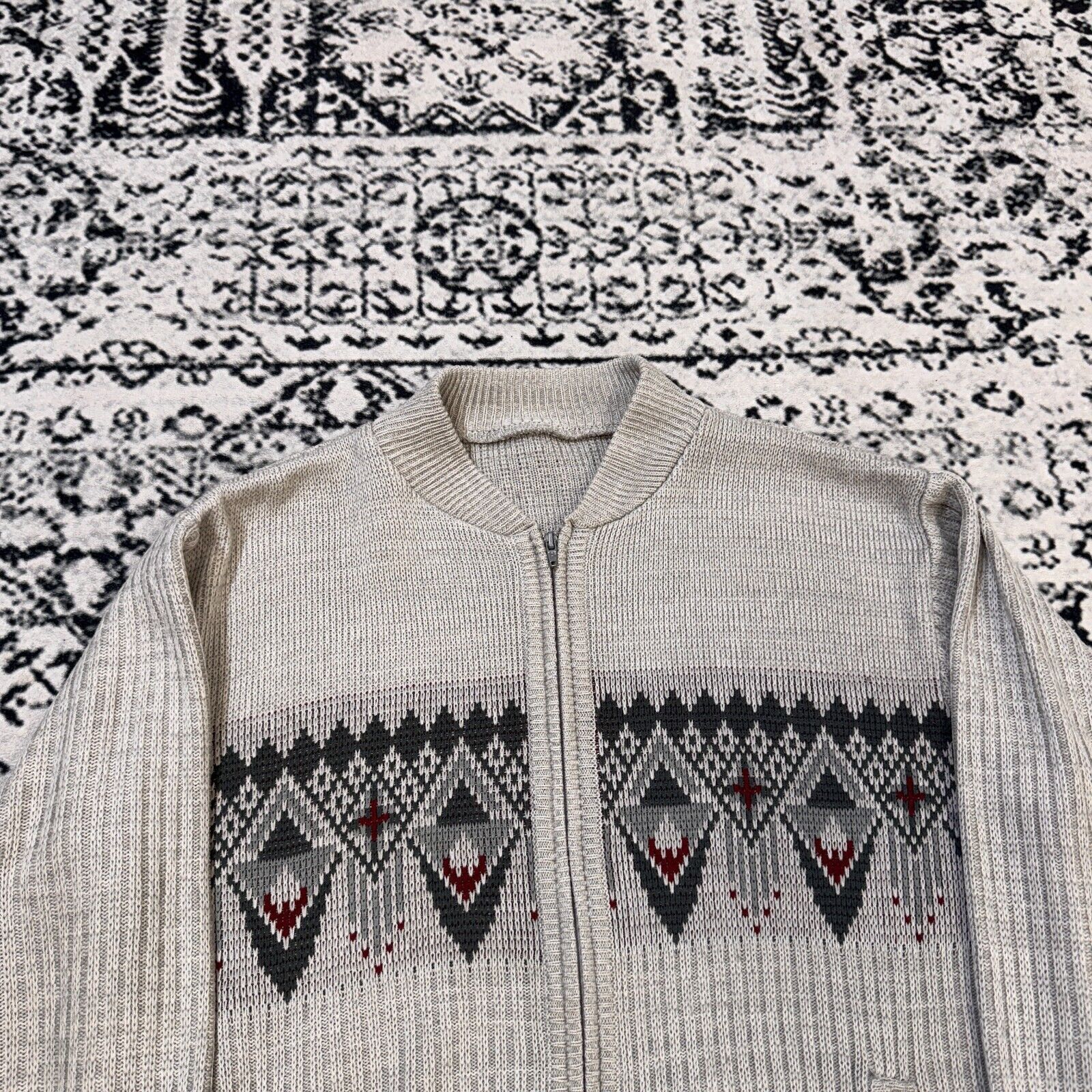 Vintage Vintage Unisex Gray Acrylic Sweater Size L Y2K 90s Geometric Size US L / EU 52-54 / 3 - 5 Thumbnail