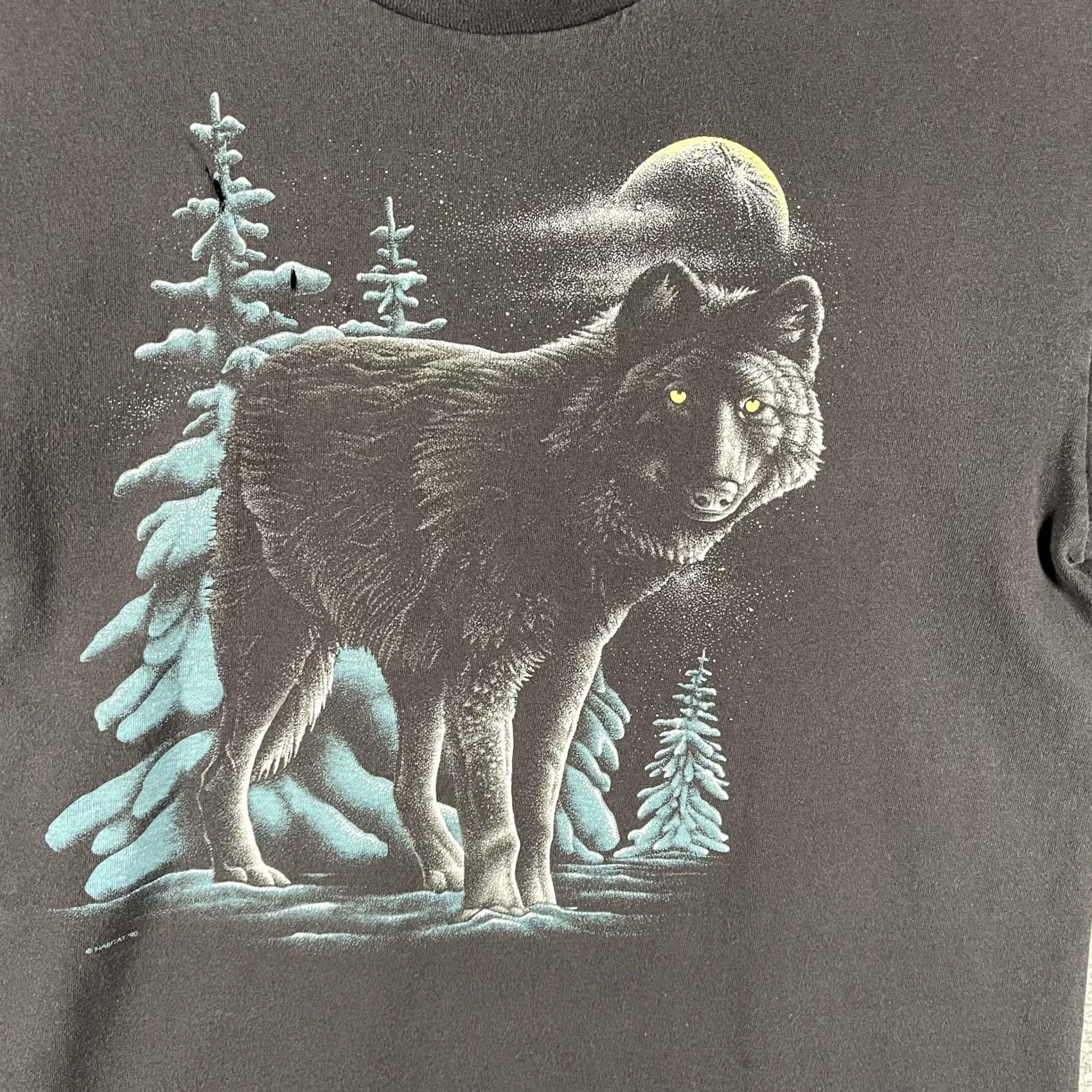 Habitat VINTAGE Habitat Shirt Mens Large Black Wolf Moon Graphic Tee Made USA 1990 Size US L / EU 52-54 / 3 - 3 Thumbnail
