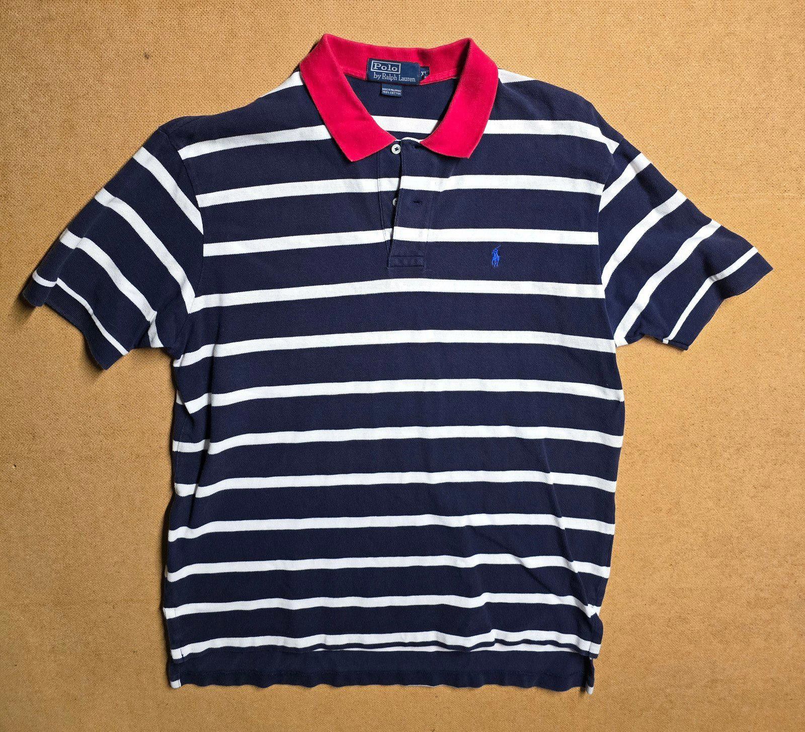 Polo Ralph Lauren Vintage Ralph Lauren Polo Shirt XL Blue Block Stripes Rugby Size US XL / EU 56 / 4 - 1 Thumbnail