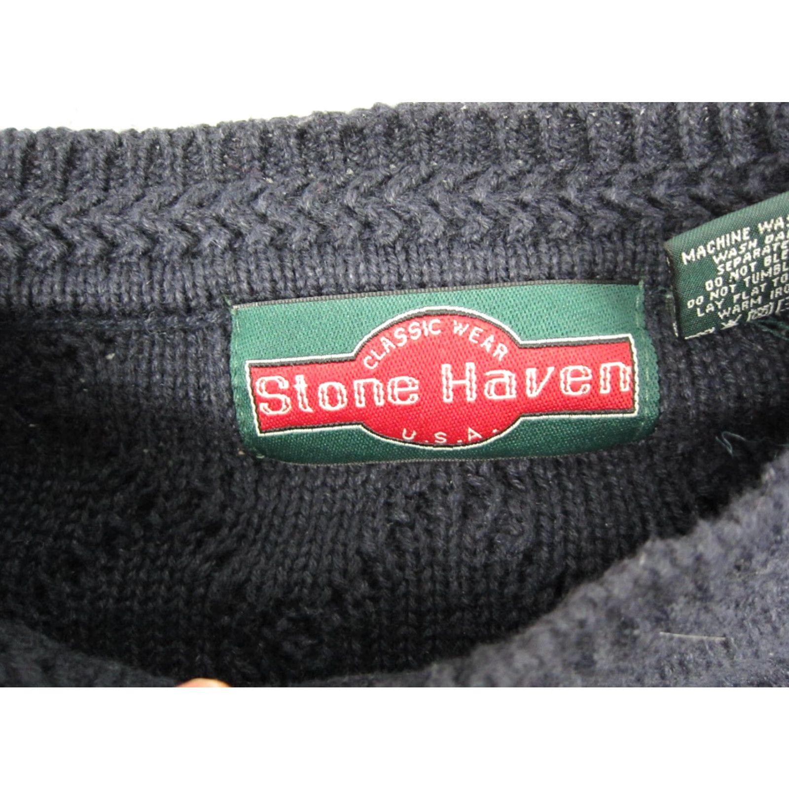 Vintage VINTAGE Stone Haven Sweater Mens L Blue Geometric Textured 80s Aztec Crew Neck Knit Pullover Size US L / EU 52-54 / 3 - 4 Thumbnail