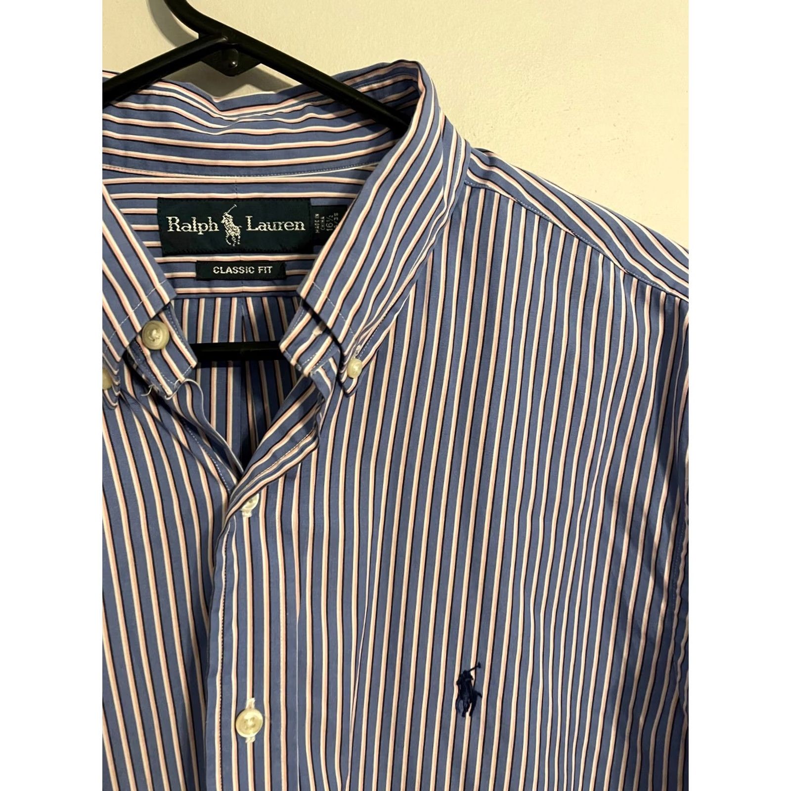 Polo Ralph Lauren Polo Ralph Lauren Classic Fit Blue Striped L/S Button Up Shirt Men's 16.5 34/35 Size US XL / EU 56 / 4 - 2 Thumbnail