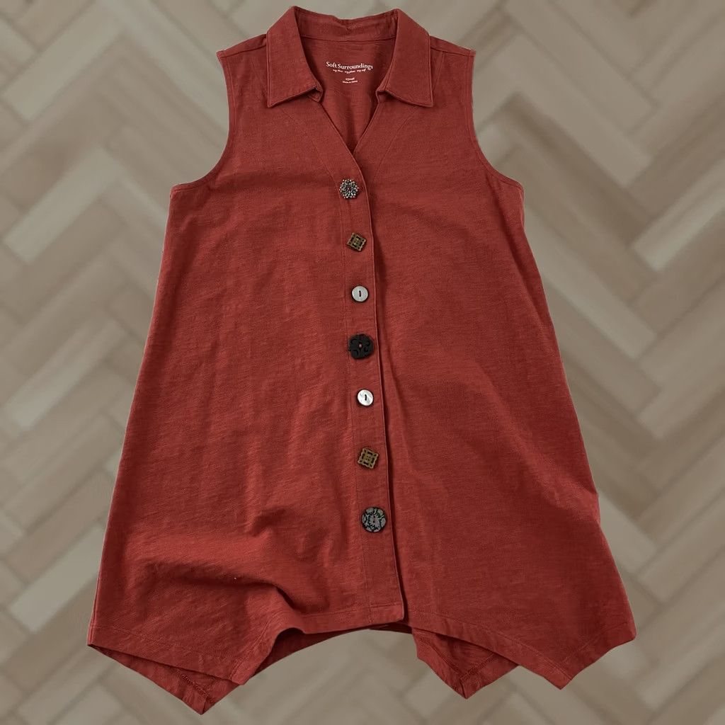 Soft Surroundings Soft Surroundings Shirt Women's XS Rust Orange Sleeveless Blouse XS Women's Orange Vintage? Size XS / US 0-2 / IT 36-38 - 1 Thumbnail