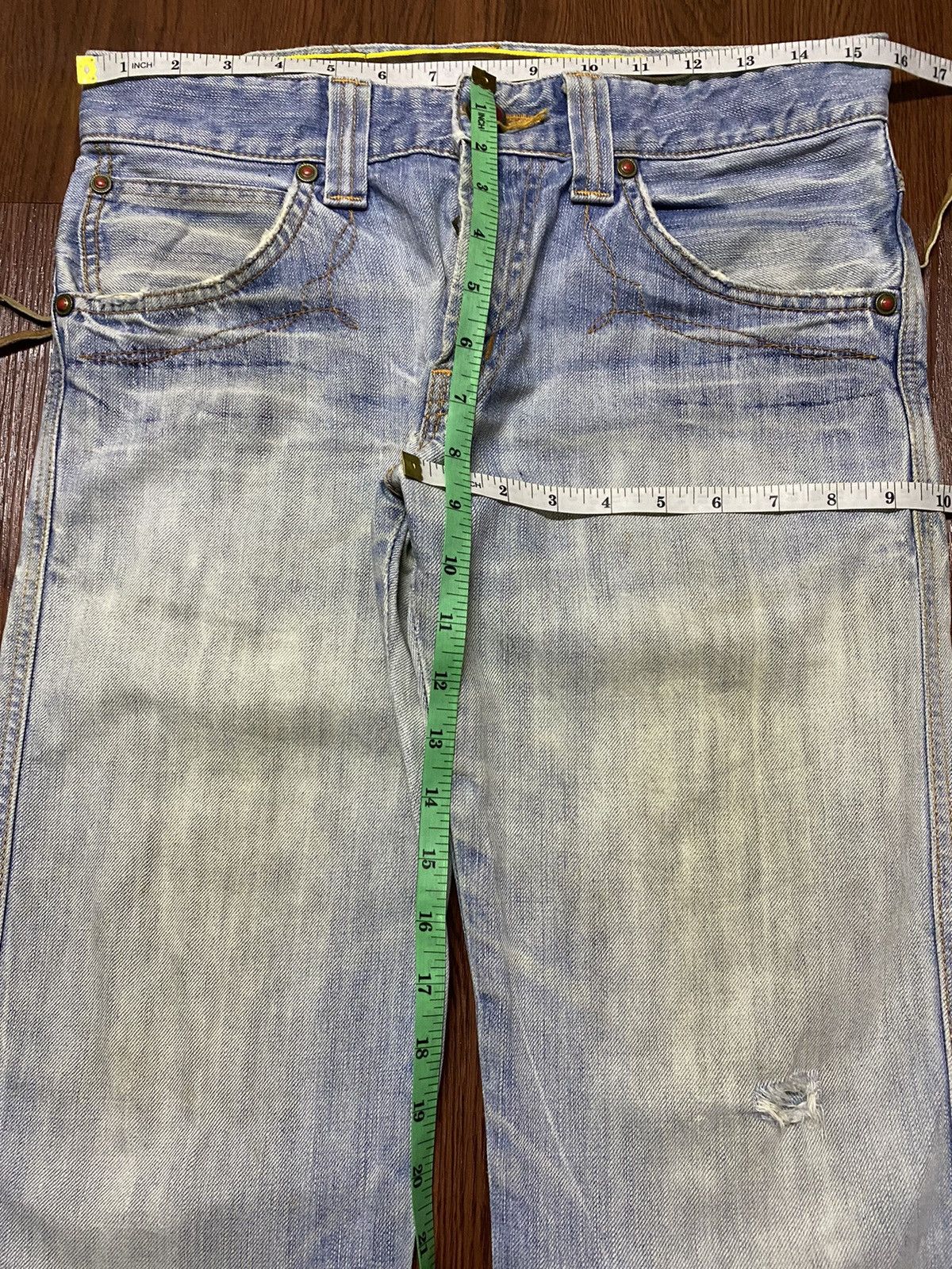 Japanese Brand Vintage Edwin 503 Blue Faded Wash Distressed Loose Jeans Size US 32 / EU 48 - 17 Thumbnail