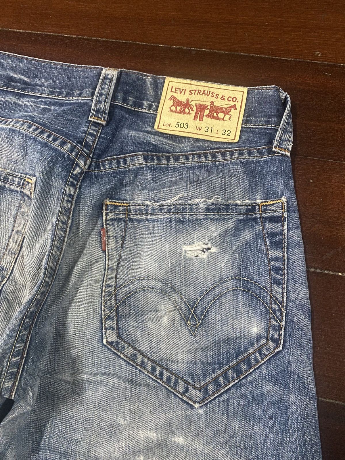 Levi's Fire Levi's 503 Distressed Jeans Faded Pants Denim Size US 32 / EU 48 - 13 Thumbnail