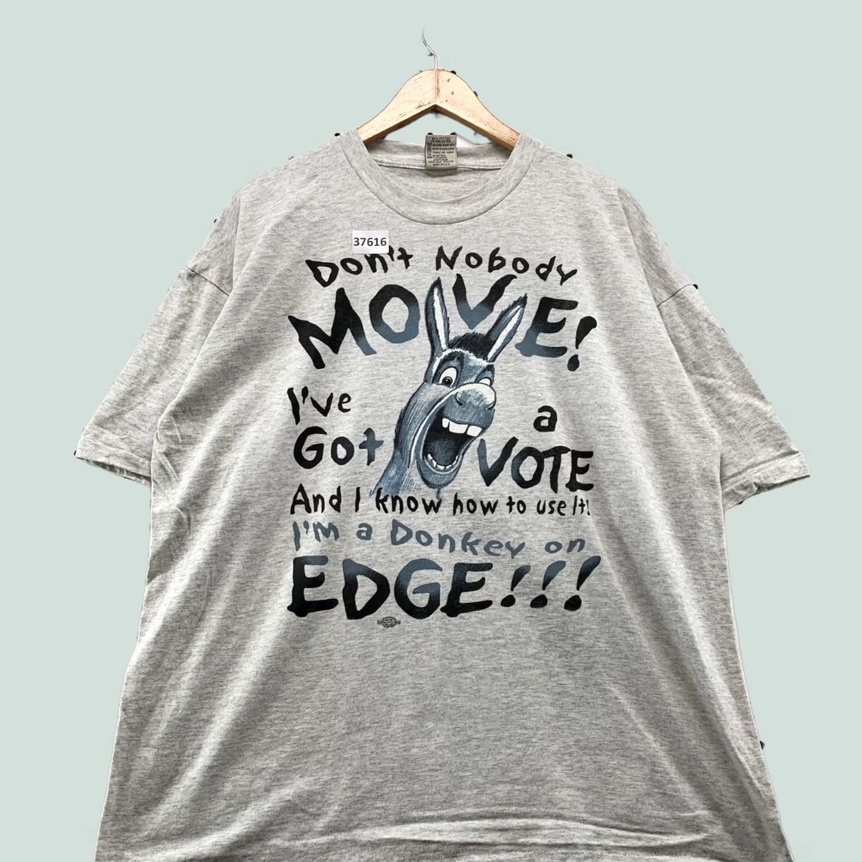 Vintage VINTAGE 90s Shirt Mens XL Gray Funny Quote Donkey Voting USA Single Stitch Size US XL / EU 56 / 4 - 1 Thumbnail
