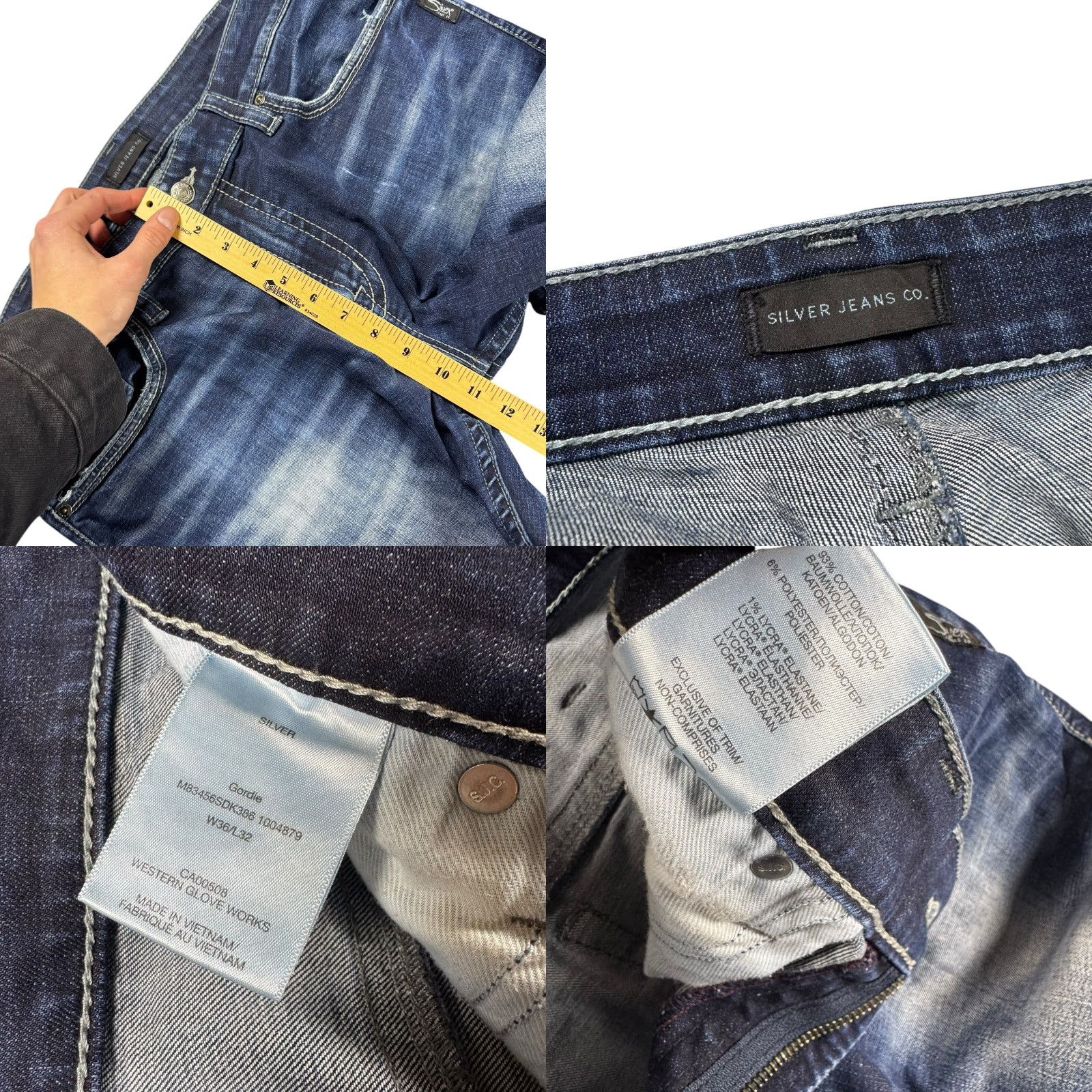 Silver Jeans Co. Silver Jeans Gordie Jeans Straight Mens 36x32 Distressed Denim Relaxed 5-Pocket Blue 90s Grunge USA Country Cowboy Metal Signature Logo Embroidered Size US 36 / EU 52 - 8 Thumbnail