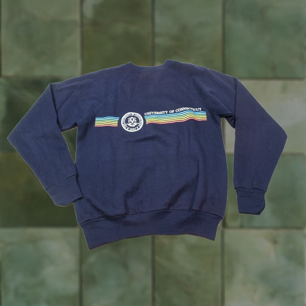 Velva Sheen Vintage University of Connecticut Sweater Velva Sheen 1980s Adult Medium Blue Letterman Mens Size US M / EU 48-50 / 2 - 1 Thumbnail