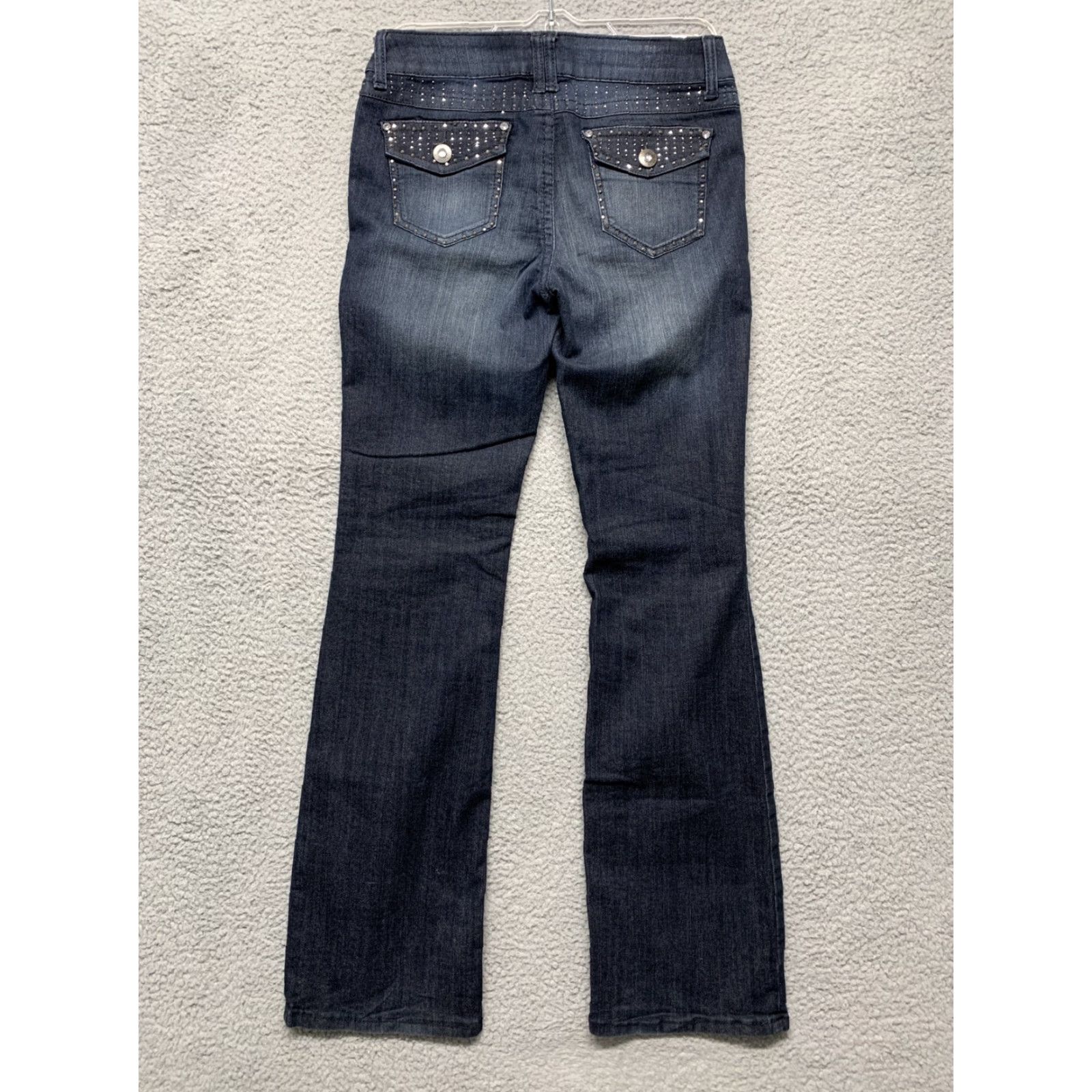 Denime Mudd Jeans Women's Bootcut 5-Pocket Blue Denim Decorative Buttons & Sequins Size 7 Size 28" / US 6 / IT 42 - 4 Thumbnail