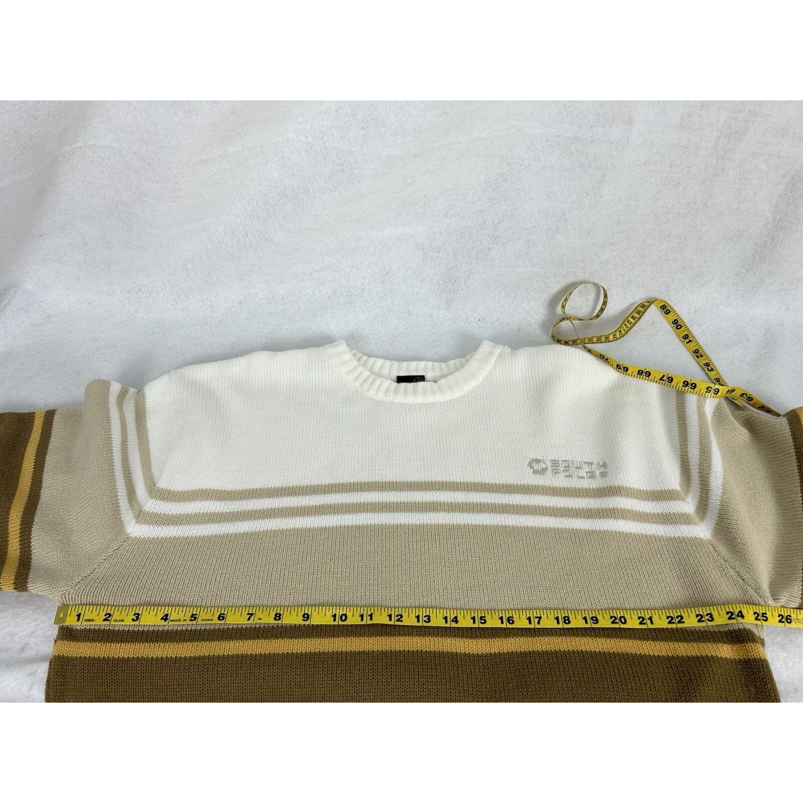 Southpole VTG Southpole Sweater XL Cream Brown Striped Crewneck Y2K Size US XL / EU 56 / 4 - 5 Thumbnail