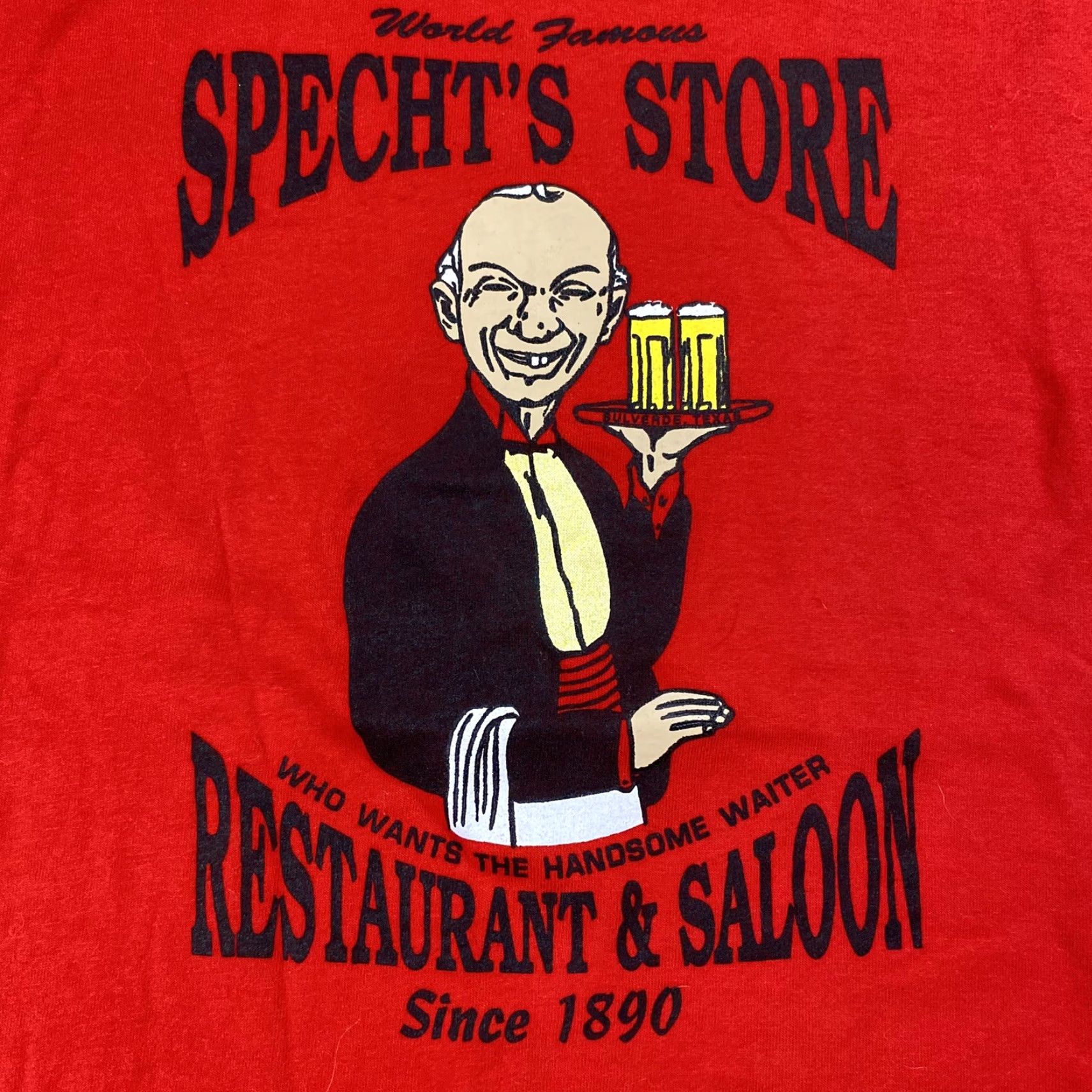 Fruit Of The Loom VTG SPECHT'S STORE RESTAURANT & SALOON TEXAS GRAPHIC T-SHIRT RED XL MENS 90s COWBOY Logo Shirt Mens XL Red 1890 Size US XL / EU 56 / 4 - 2 Thumbnail