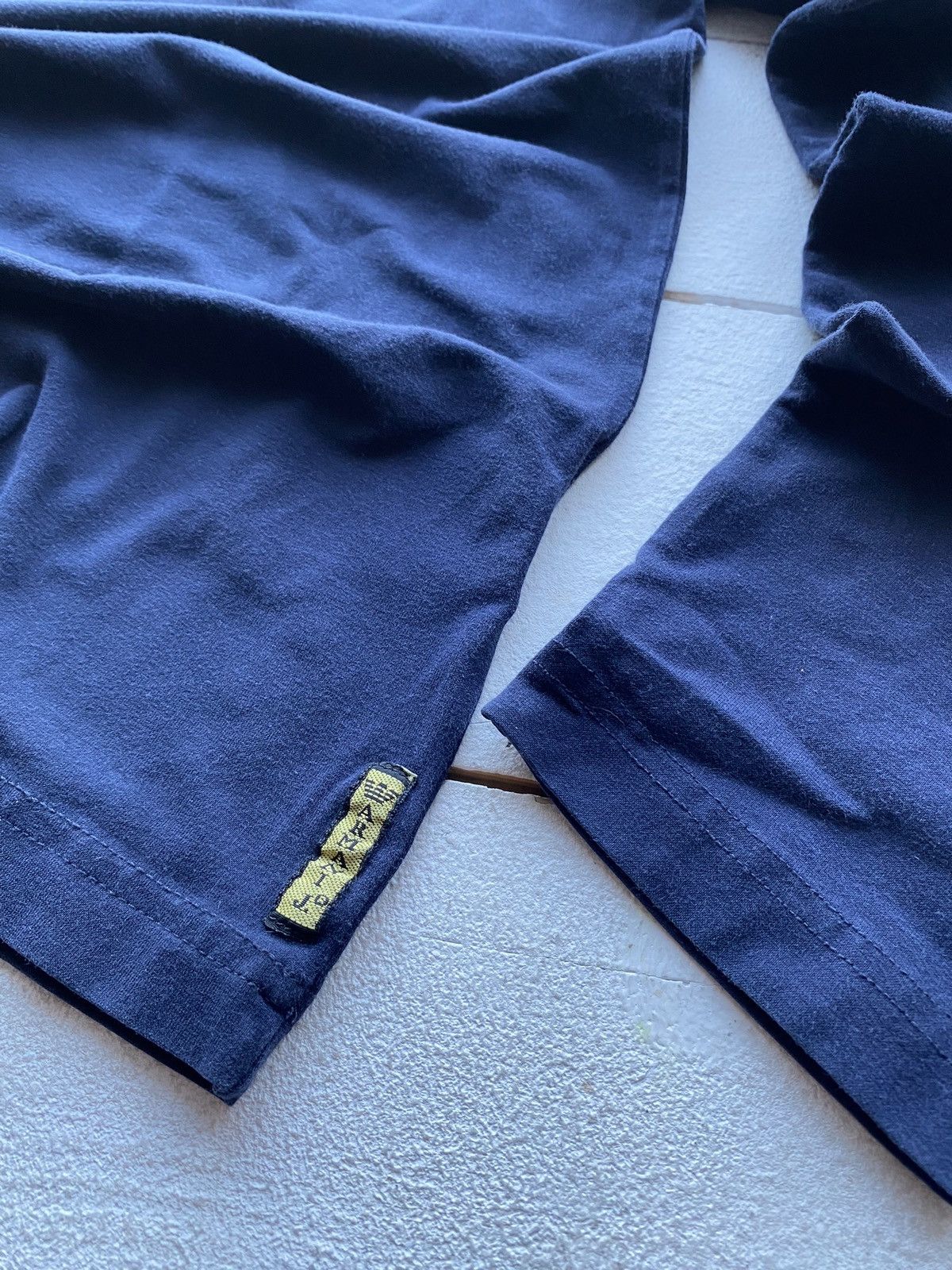VNTG Armani Jeans Giorgio Blue Womens Long Sleeve Tee Logo
