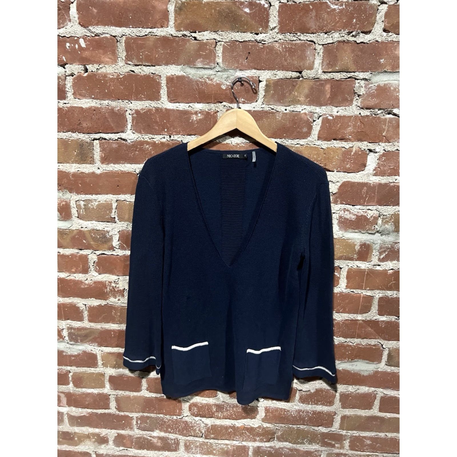 NIC+ZOE Nic+ Zoe Cardigan Sweatshirt Womens N-neck Ribbed Long Sleeve Size XS Blue XS Womens Cardigan N-neck Ribbed Long Sleeve Blue Nic+ Zoe Size XS / US 0-2 / IT 36-38 - 2 Thumbnail