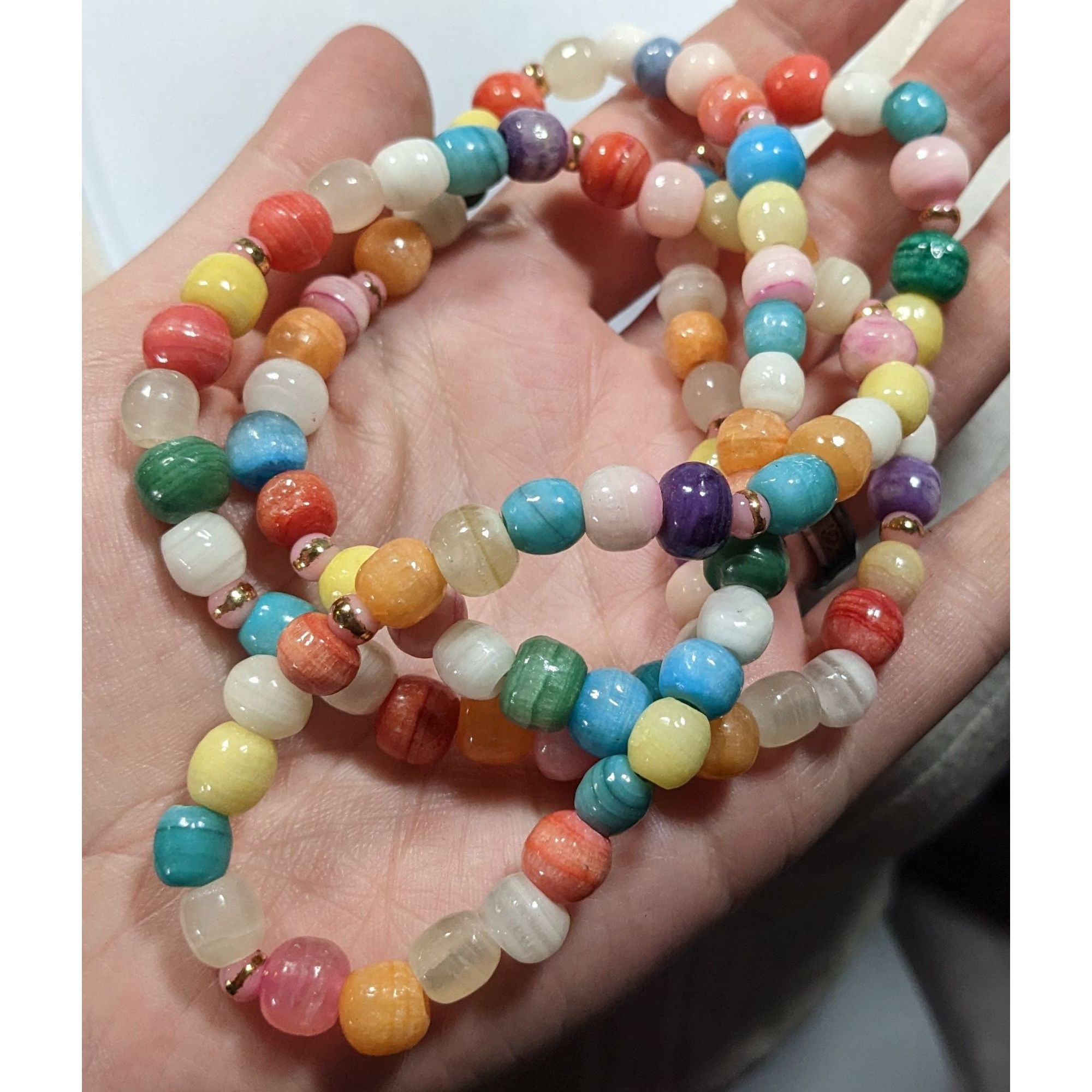 Other Retro Rainbow Dyed Stone And Glass Beaded Necklace Size ONE SIZE - 3 Thumbnail