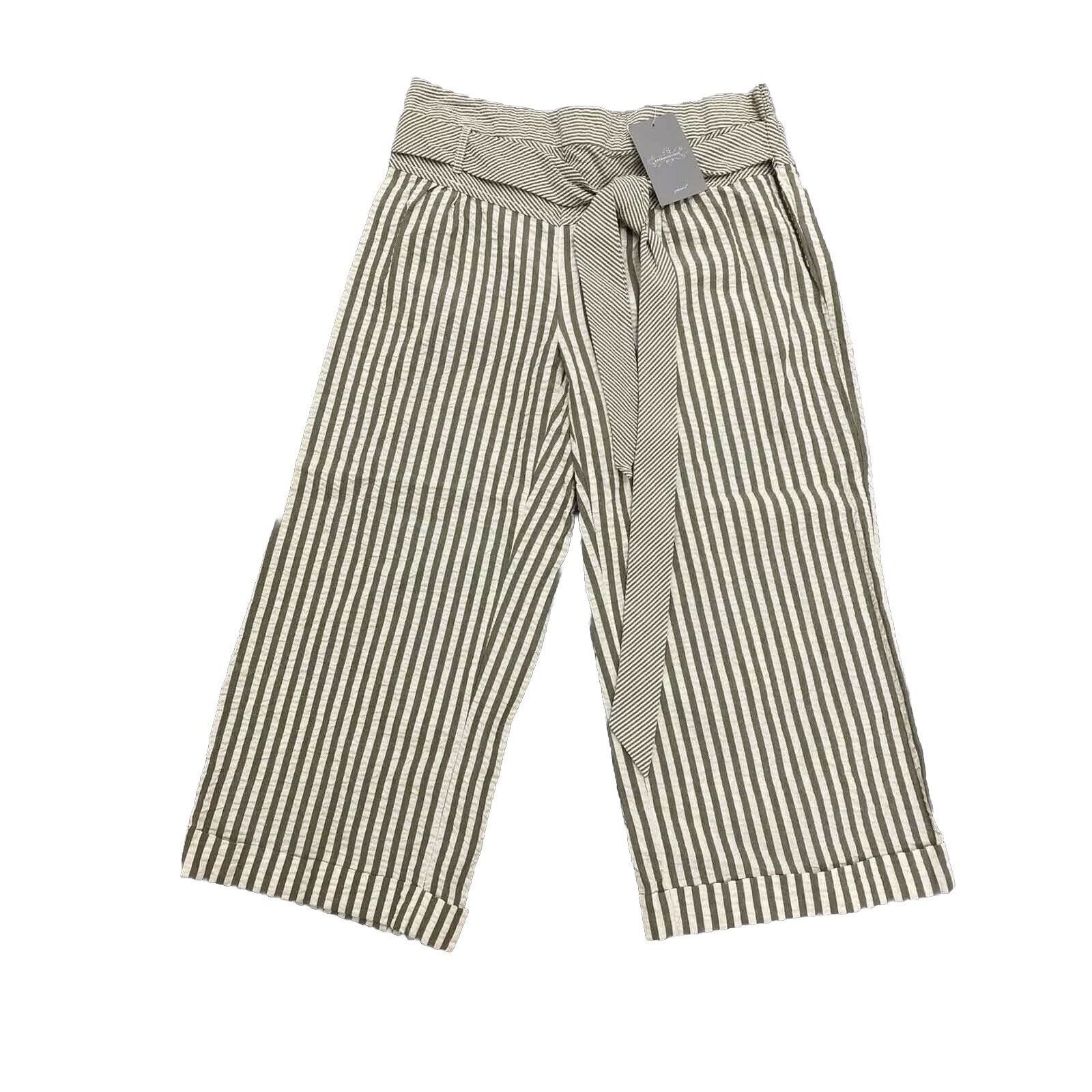 Anthropologie Anthropologi Monday Tuesday Striped Crop Easy Pant M A000613 Size 24" / US 00 / IT 34 - 1 Thumbnail