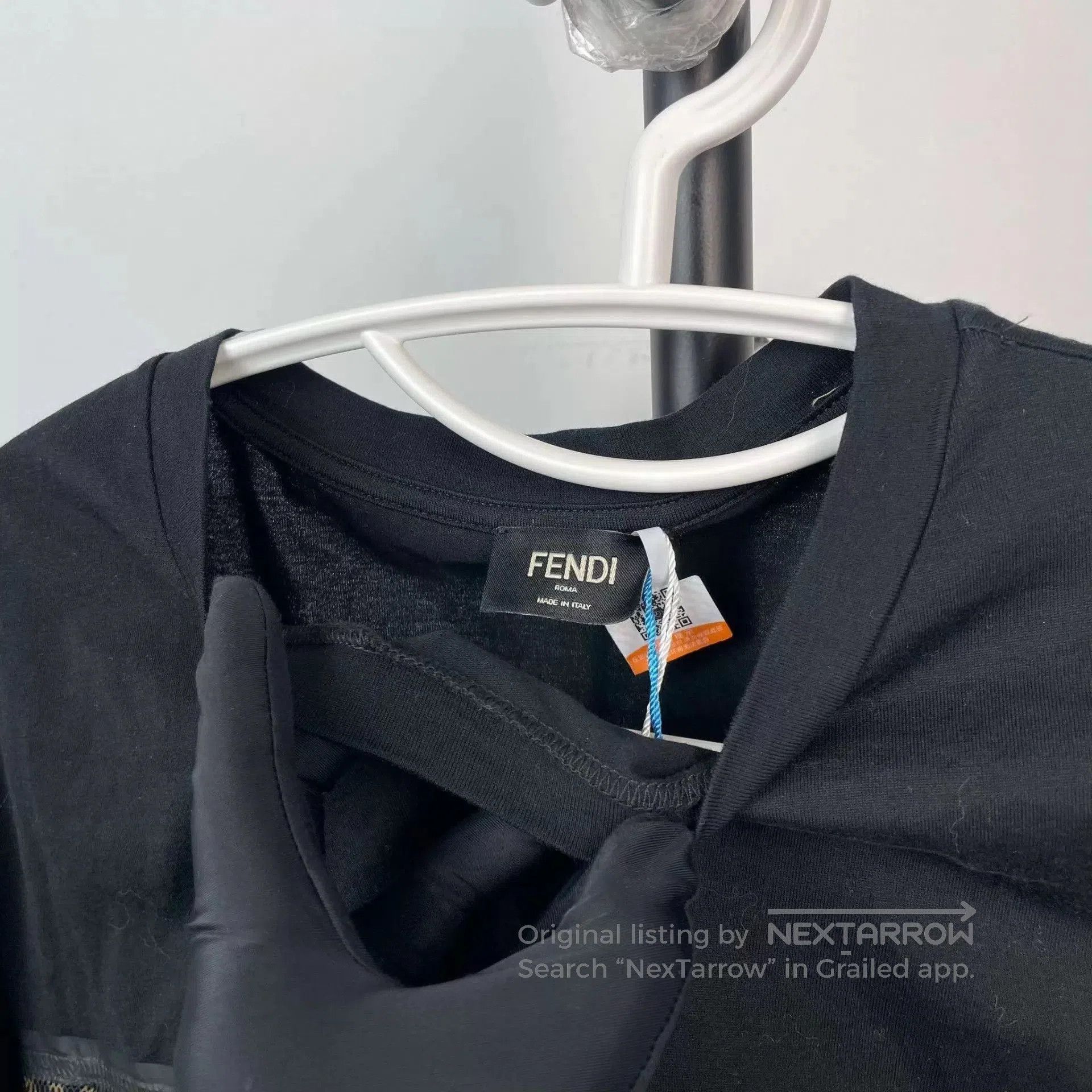 Fendi Black Short Sleeve Shirt with Patterned Stripe. Size US L / EU 52-54 / 3 - 4 Thumbnail
