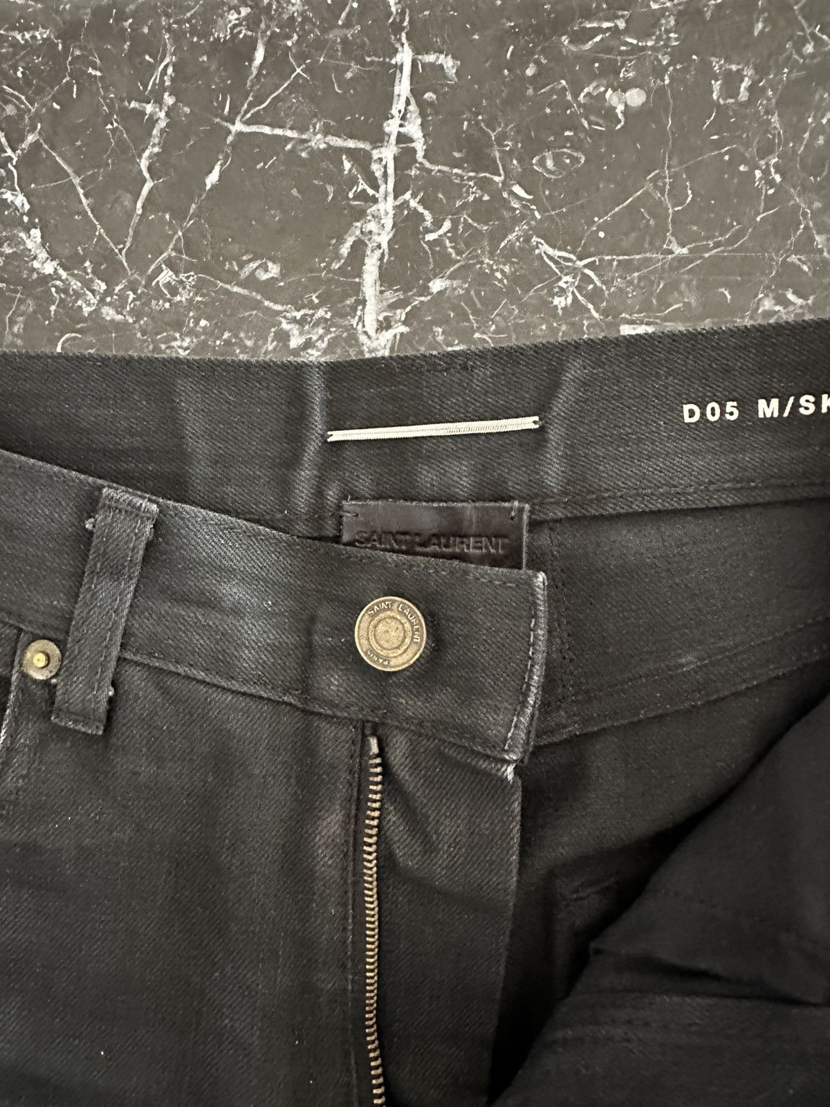 Saint Laurent Paris SS14 D05 Black Raw Denim High Waisted Skinny Jeans Size US 27 - 12 Thumbnail