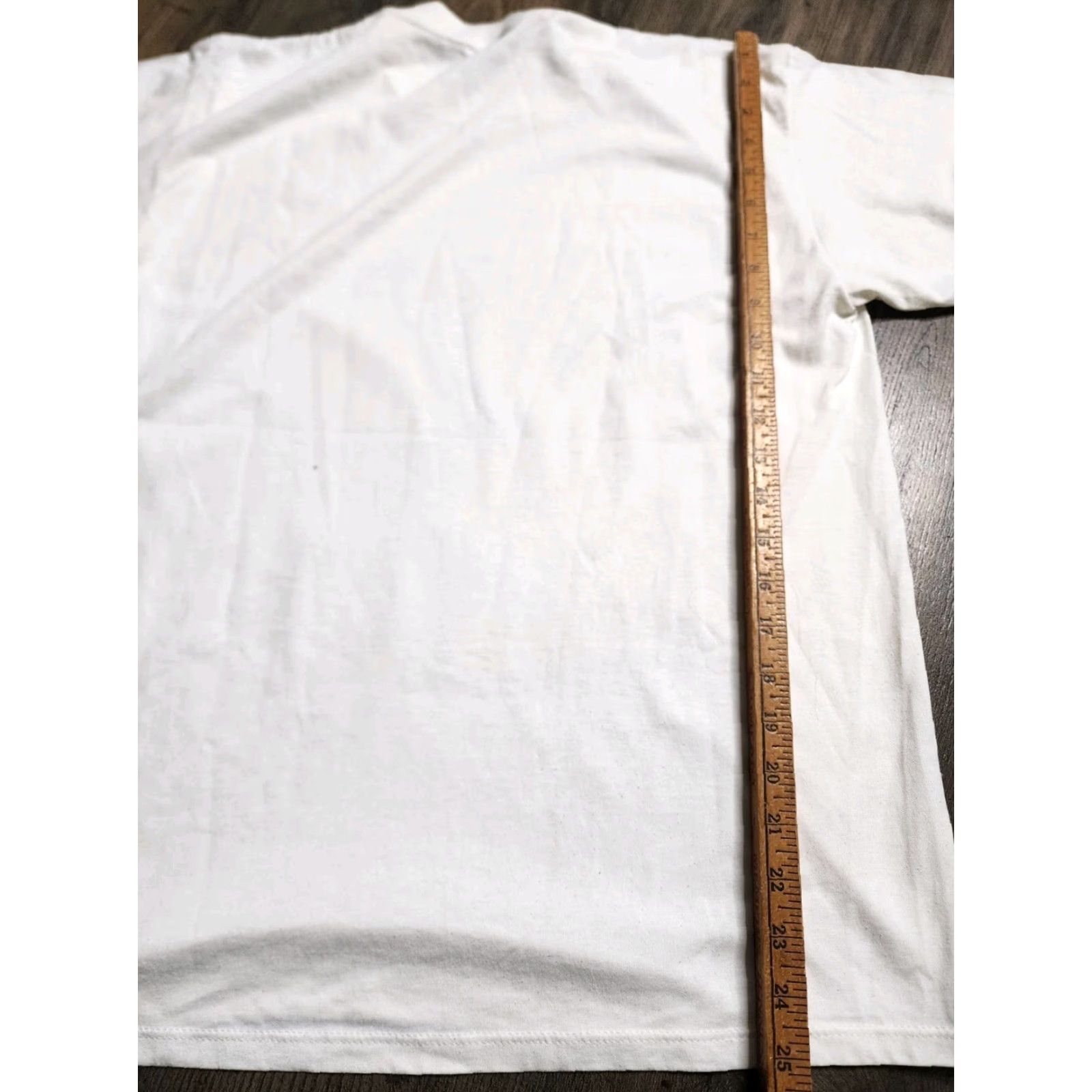 Jerzees VINTAGE 90s Men’s T-Shirt Large White USA Embellished Cotton Distressed US Flag Sky NYC Gary Bynum Size US L / EU 52-54 / 3 - 3 Thumbnail