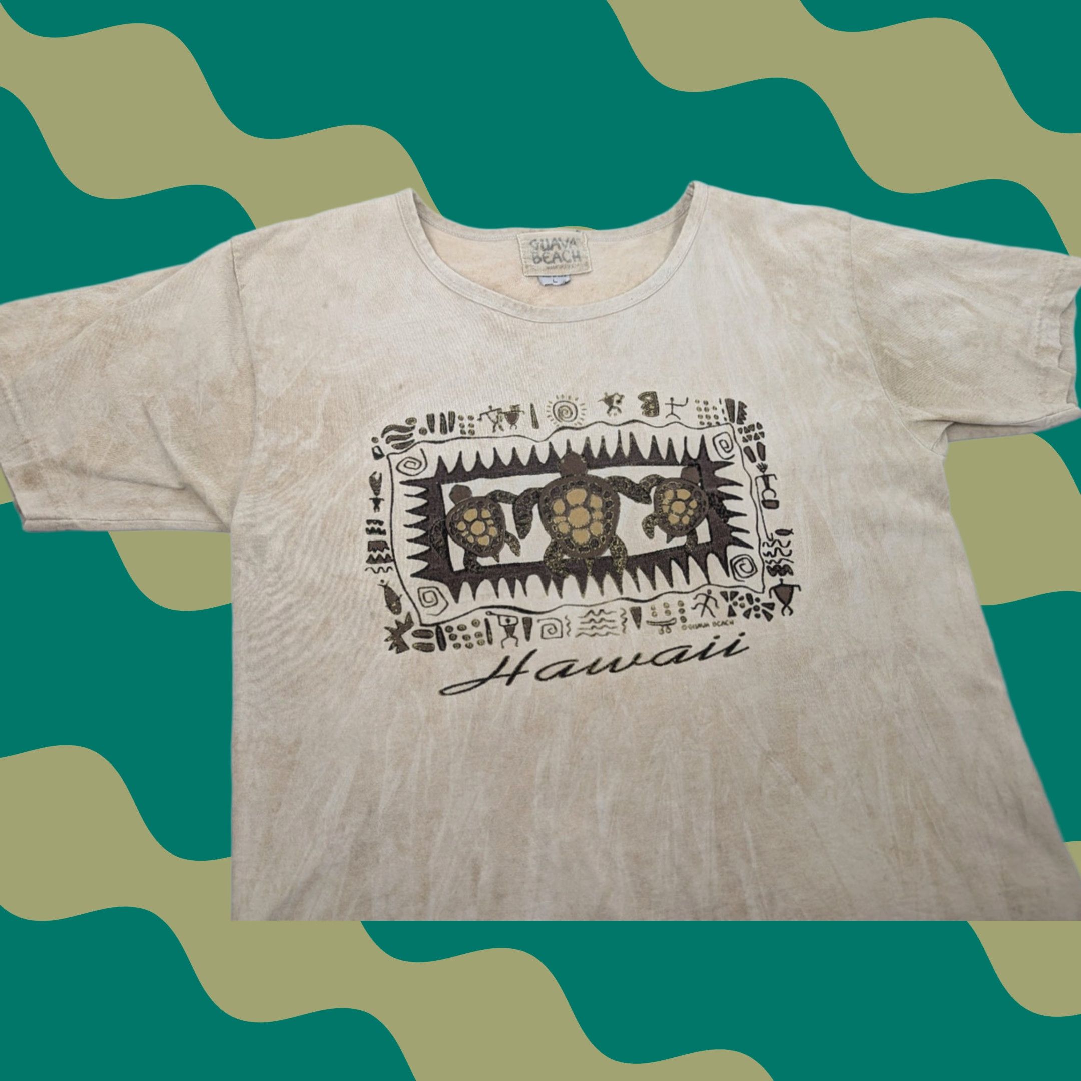 Vintage VINTAGE Guava Beach Maui Hawaii Sea Turtles Beige T-Shirt Size Large Cotton Size US L / EU 52-54 / 3 - 1 Thumbnail