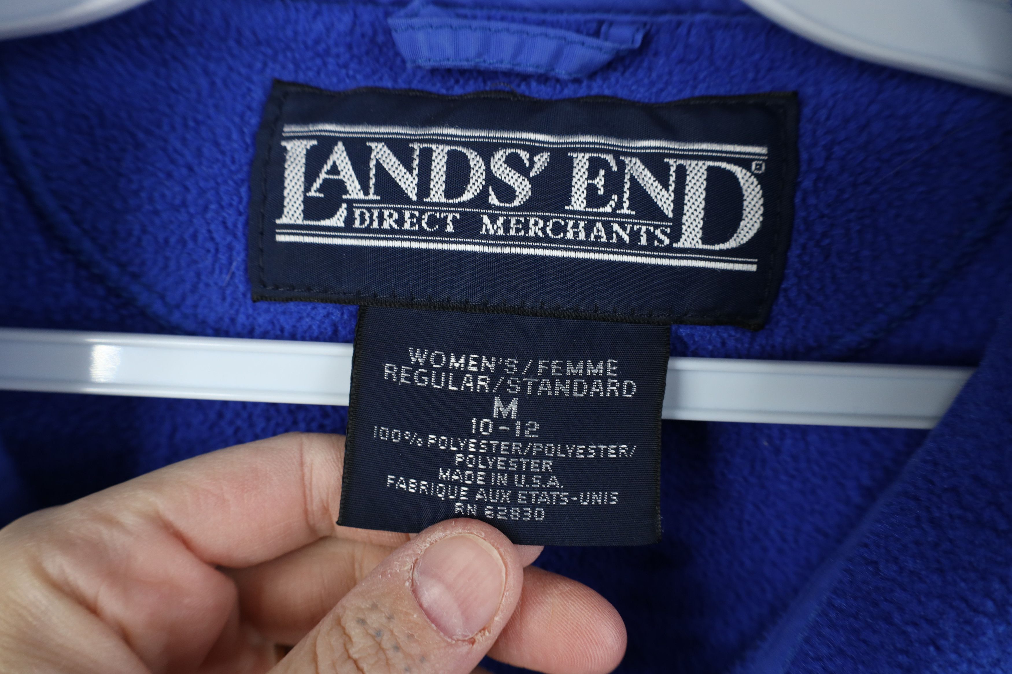 Lands' End Vintage 90s Lands End Blank Full Zip Fleece Jacket Blue USA Size M / US 6-8 / IT 42-44 - 4 Thumbnail