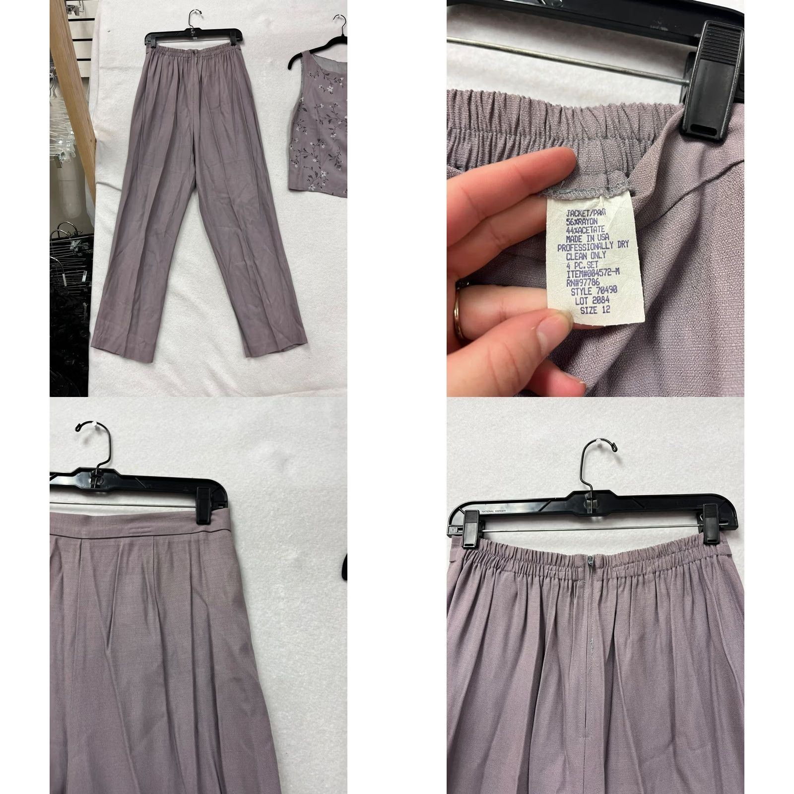 Vintage VINTAGE Bahrain Group Outfit 4Pc Women 12 Lavender Floral Embroidery Dress Pants Top Coat Women’s Mens Size US 12 / IT 42 - 11 Thumbnail