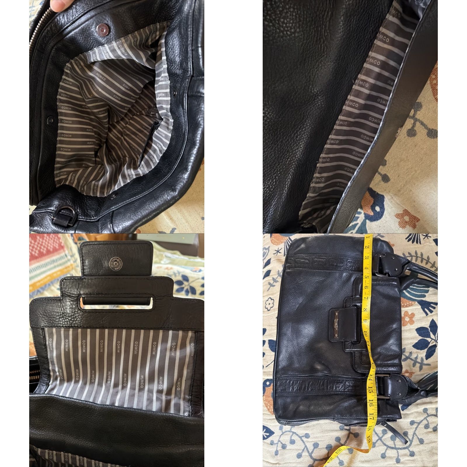 Vintage Mimco Shoulder Bag/Handbag Black Leather Over Shoulder Bag Large - PO#4476 - Women - Travel, Casual - Inner Pockets, Lined - Magnetic Zip Closure Size ONE SIZE - 8 Thumbnail