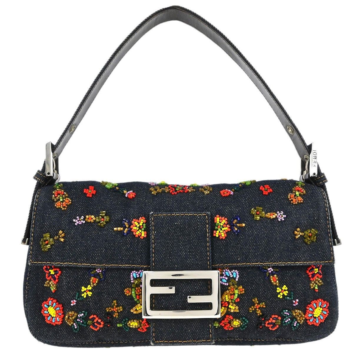 Fendi Baguette Bag Embellished Denim