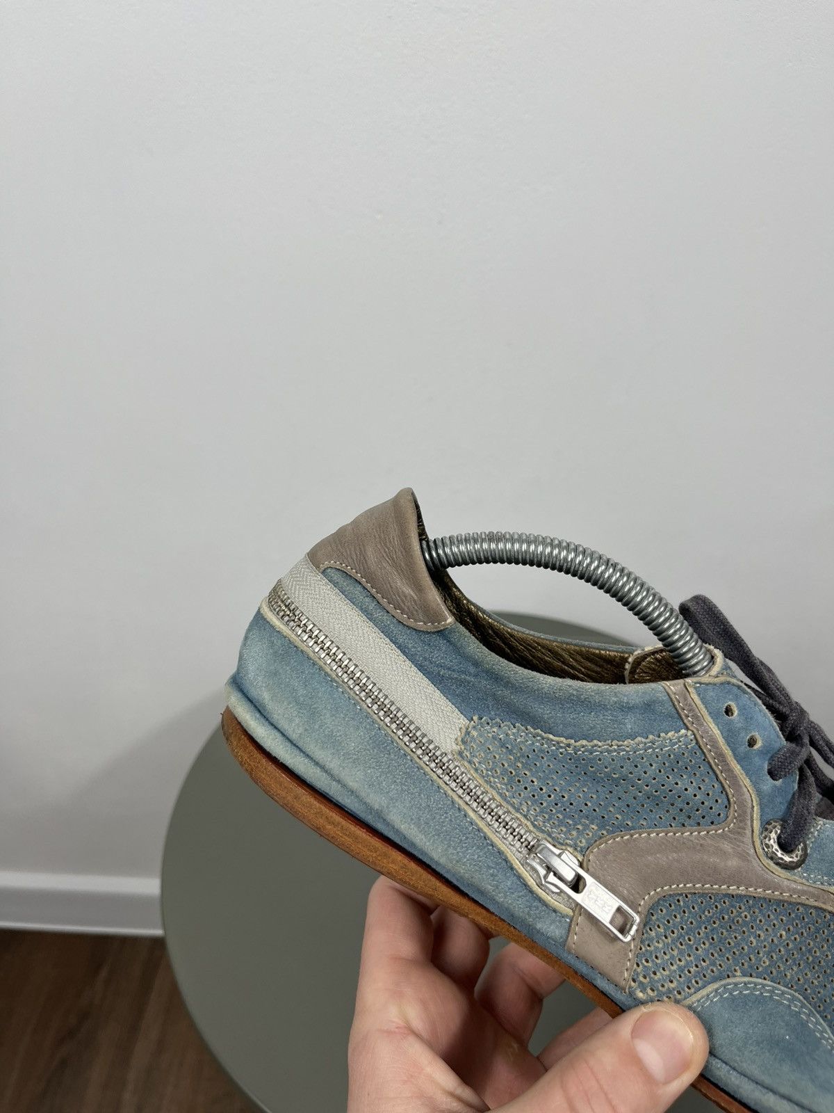 Other RG Italian Suede Leather Shoes Side Zip Perforated EU 42.5 Size US 9.5 / EU 42-43 - 4 Thumbnail