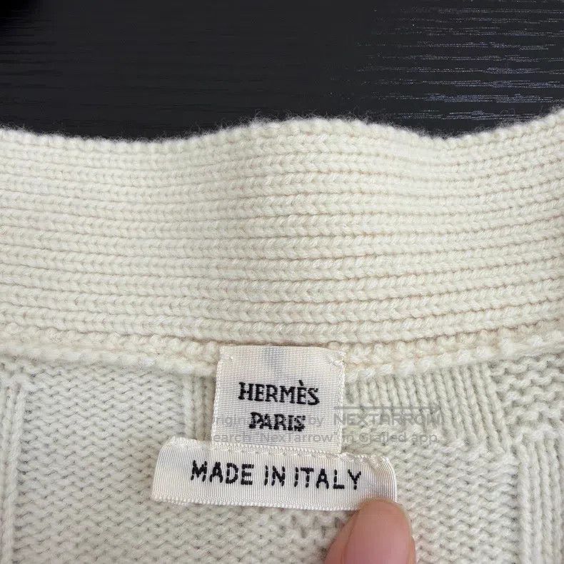 Hermes Hermes White Striped H Monogram Wool Knit Cardigan Size S / US 4 / IT 40 - 3 Thumbnail