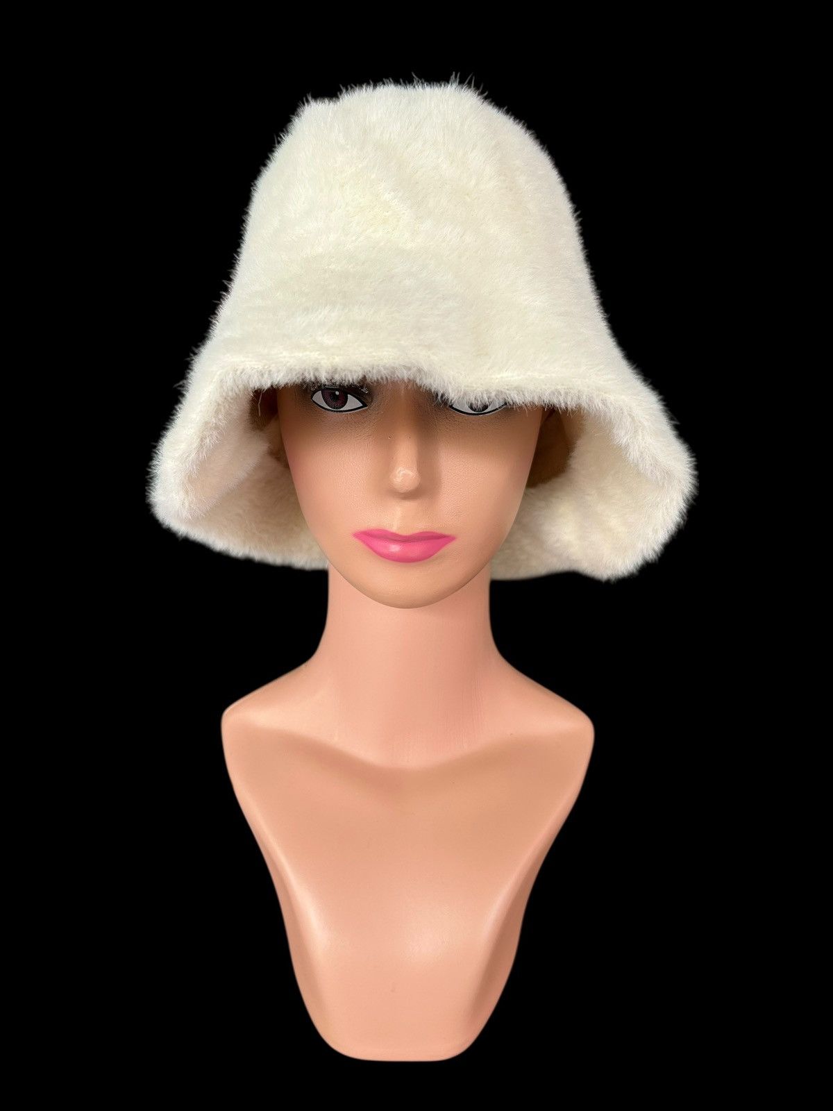 Japanese Brand Mohawk Japanese Punk Bondage Style Fur hairy Bucket Hats Size ONE SIZE - 3 Thumbnail