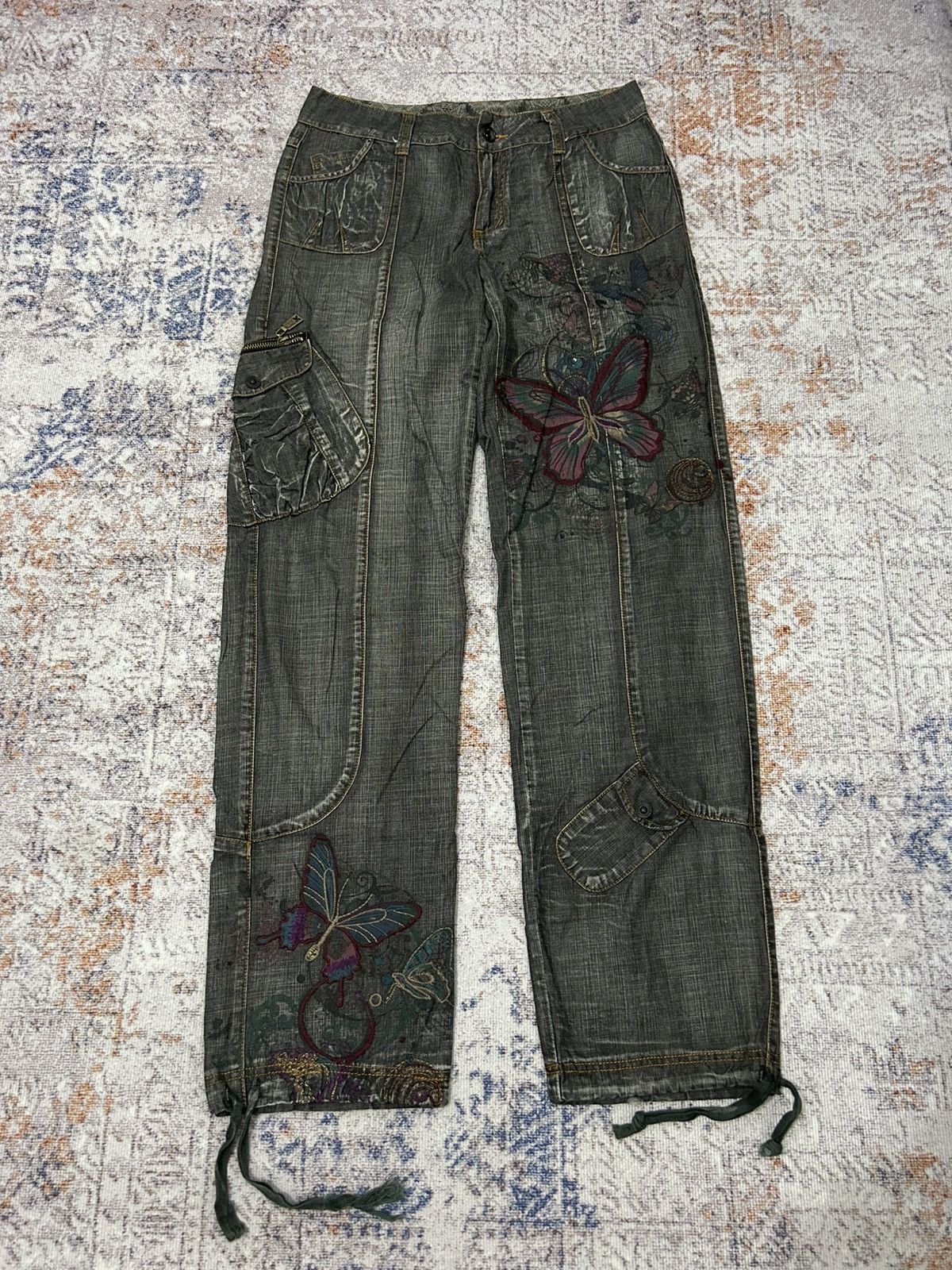 Hysteric Glamour × Japanese Brand Cargo MultiPocket Emboidered Butterfly Pants Size US 29 - 4 Thumbnail