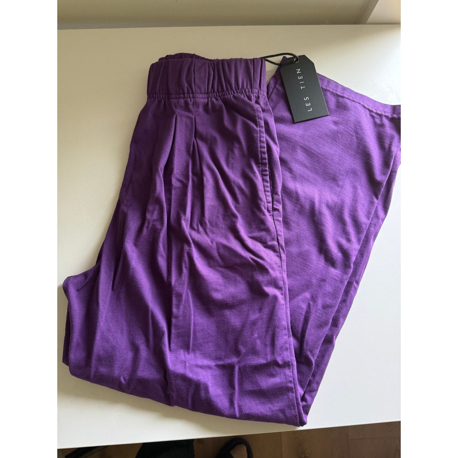 Les Tien $190 New Les Tien Purple Pleat Wide Leg Pants - XS Size 25" / US 0 / IT 36 - 3 Thumbnail