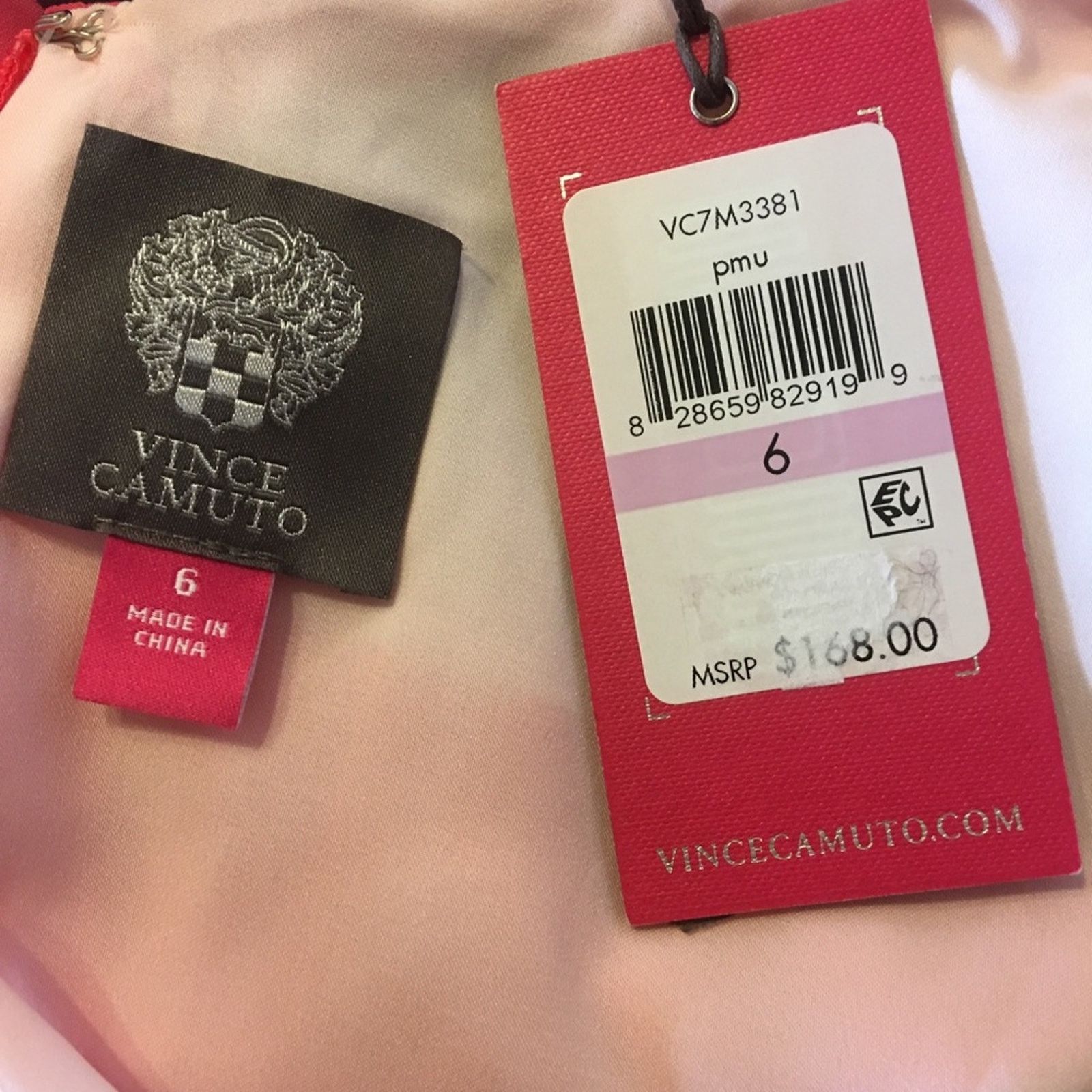 Vince Camuto geometric pleated chiffon dress NWT 6