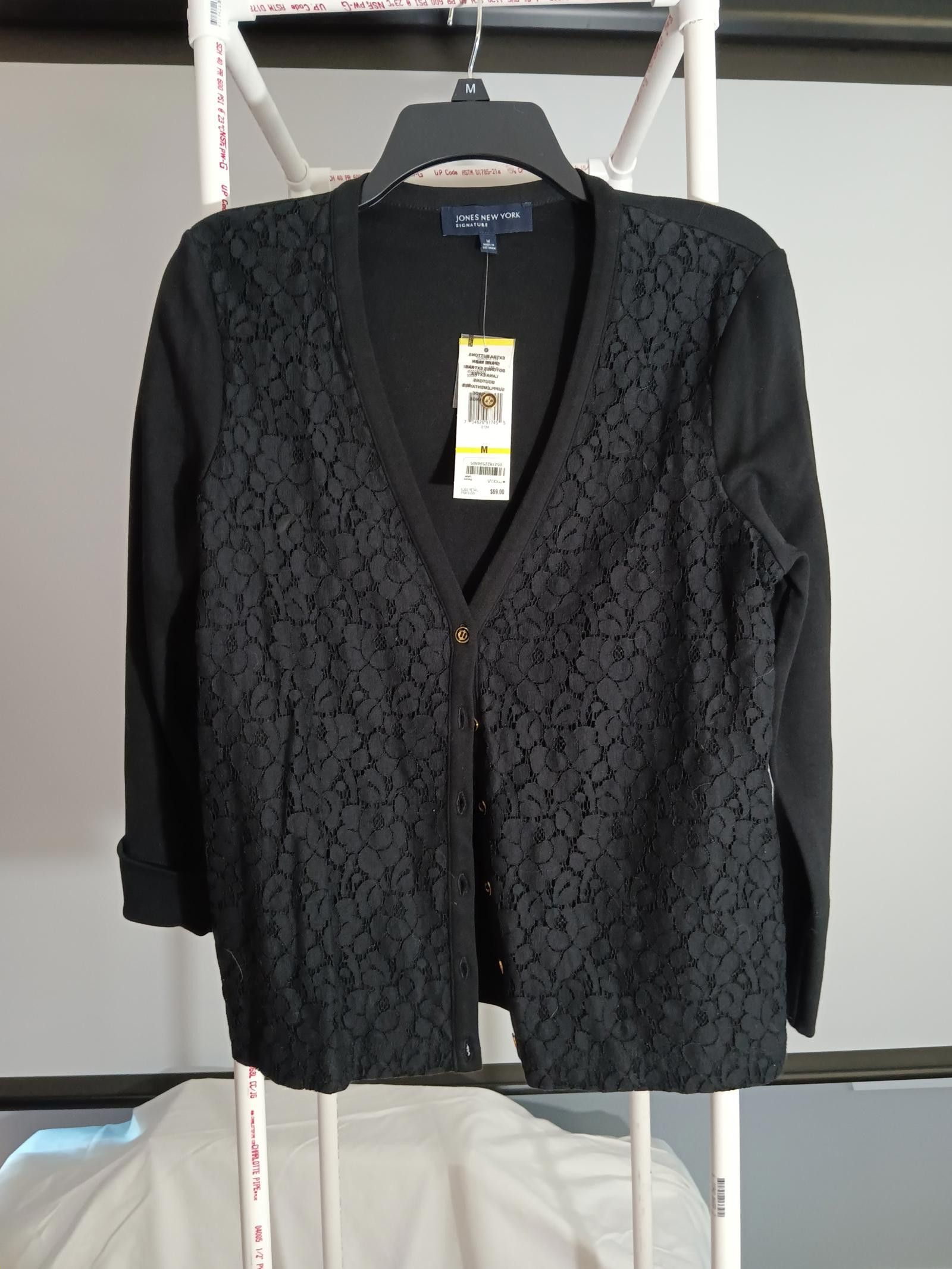 Designer Joie New York Lace-Panel Cardigan - Size M Size M / US 6-8 / IT 42-44 - 1 Thumbnail