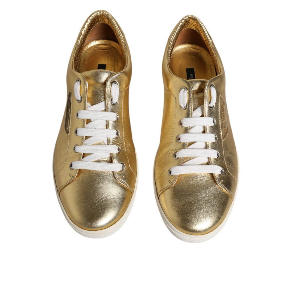 Dolce & Gabbana Dolce & Gabbana Gold Leather Logo London Men Sneakers Shoes Size US 8.5 / EU 41-42 - 3 Thumbnail