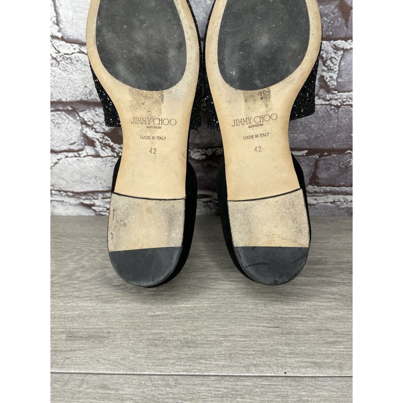 Jimmy Choo Jimmy Choo London Black Suede Leather Sparkle D’ Orsay Flats Size US 11 / IT 41 - 15 Thumbnail