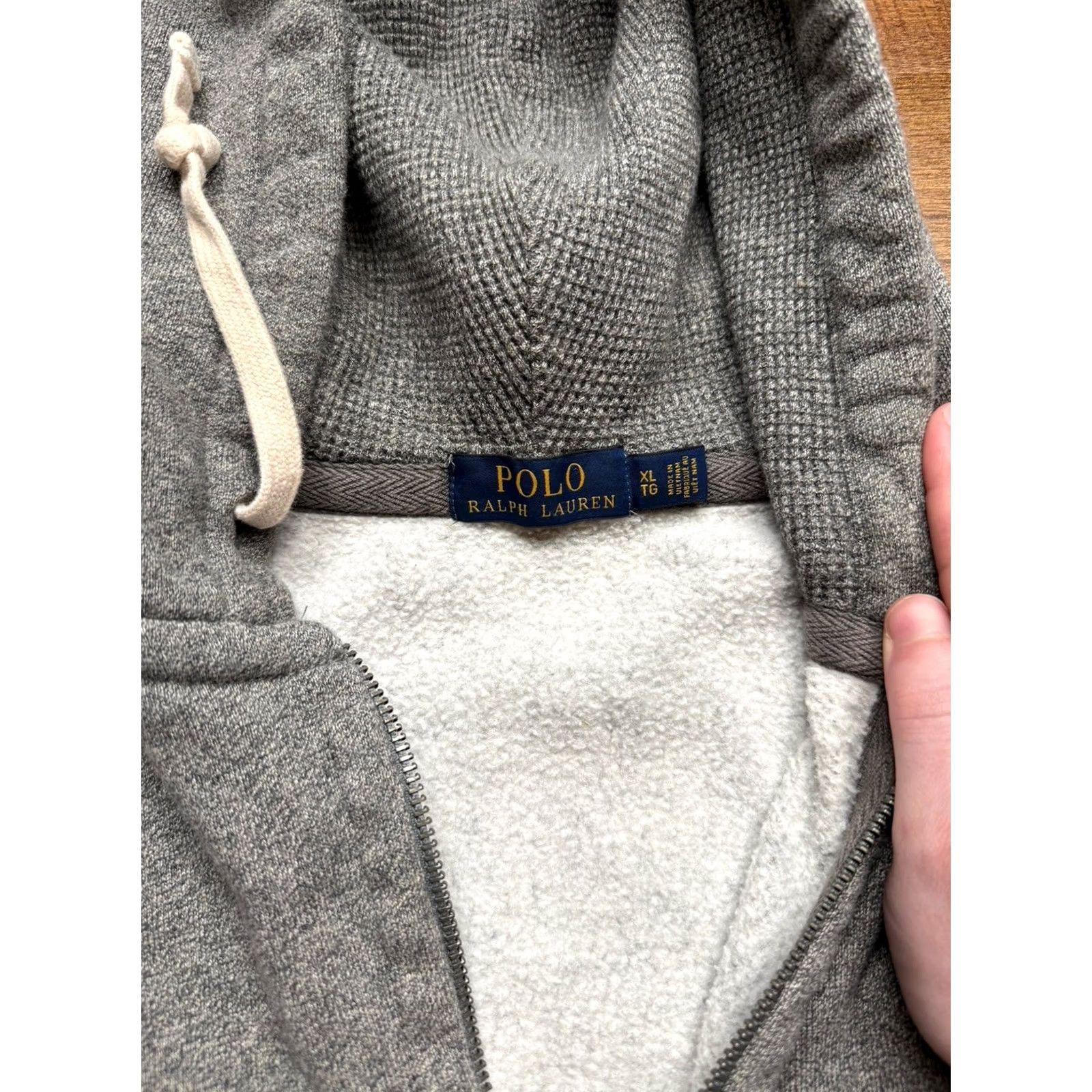 Polo Ralph Lauren Polo Ralph Lauren Hoodie Mens XL Gray Full Zip Waffle Thermal Fleece Sweatshirt Size US XL / EU 56 / 4 - 6 Thumbnail