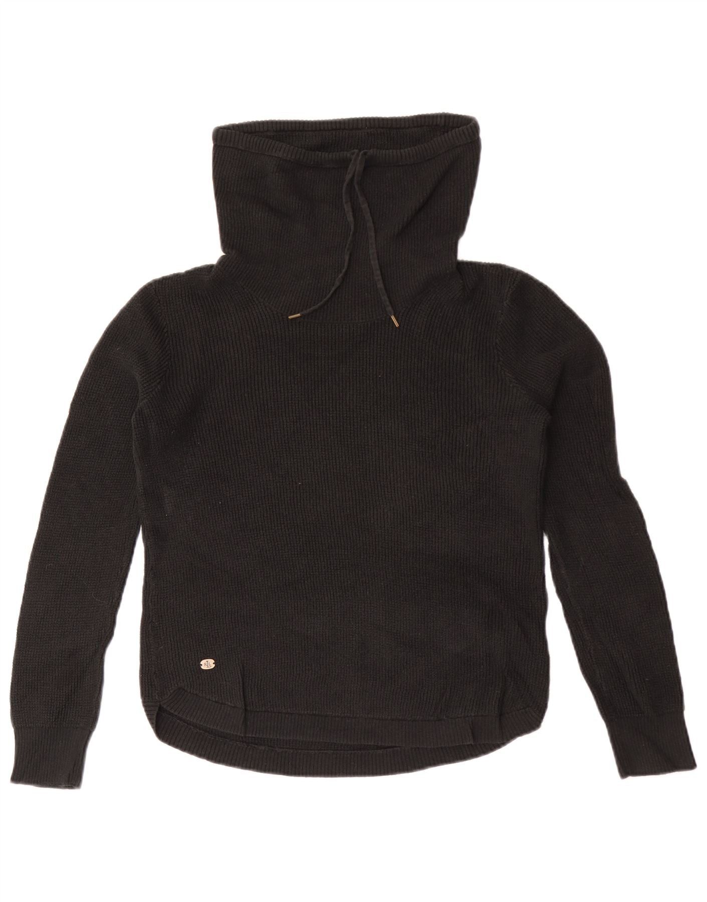 Ralph Lauren Womens Roll Neck Jumper Sweater UK 14 Medium Black Cotton Size S / US 4 / IT 40 - 1 Thumbnail