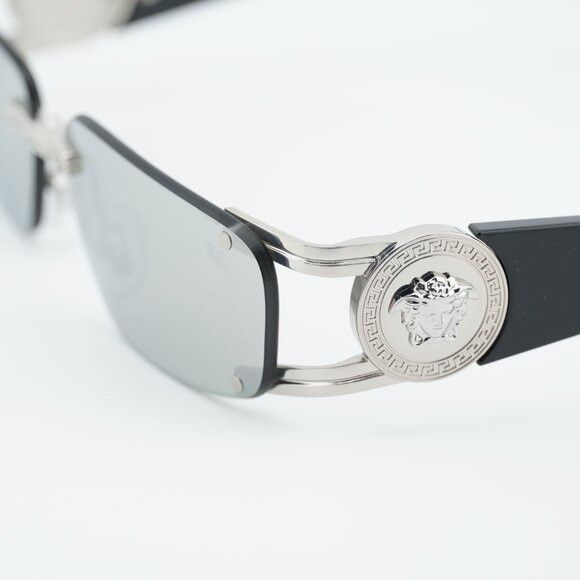 Versace VE2291 10016G Sunglasses Silver/Black Rectangle Frame, Grey Lenses Versace VE2291 10016G Sunglasses Silver/Black Rectangle Fram  main image 3