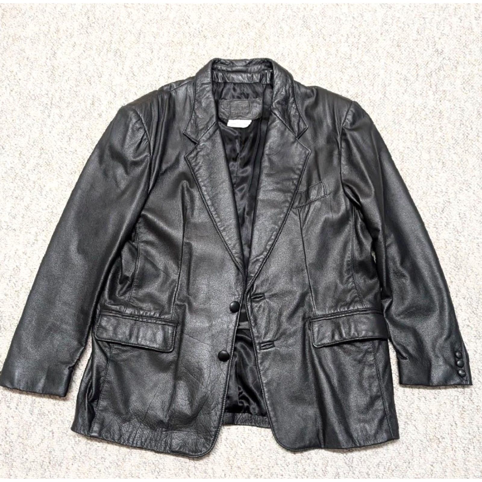 Vintage VINTAGE Leather blazer Leather Ranch 46R XL Black Mens Blazer 1990s deerskin butter-soft Leather Ranch 46R XL Black Mens Blazer 90s Size 46R - 3 Thumbnail