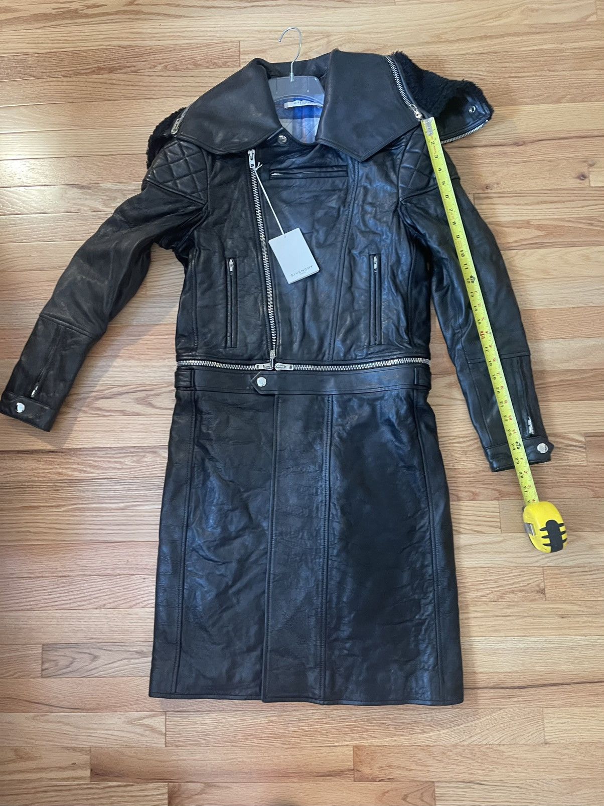 Givenchy NEW Givenchy Long Lambskin Moto Coat: Zip off hood Size US M / EU 48-50 / 2 - 10 Thumbnail