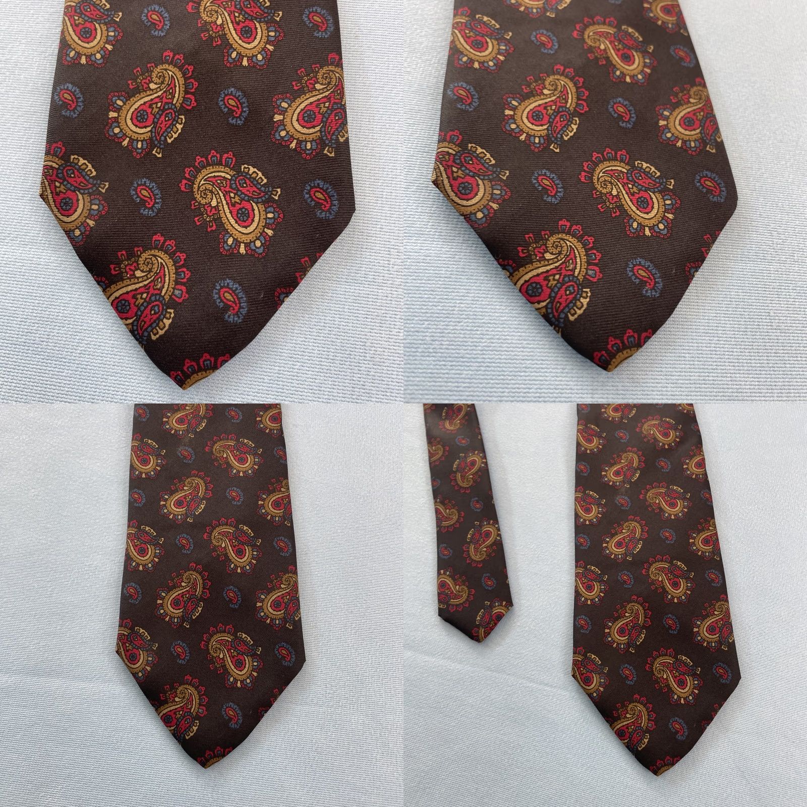 Brooks Brothers VTG Brooks Brothers Makers Silk Tie Deco Teardrop Paisley Black Bronze 1960s USA Mens Neckwear 60" 3.2" Wide Paisley Size ONE SIZE - 9 Thumbnail