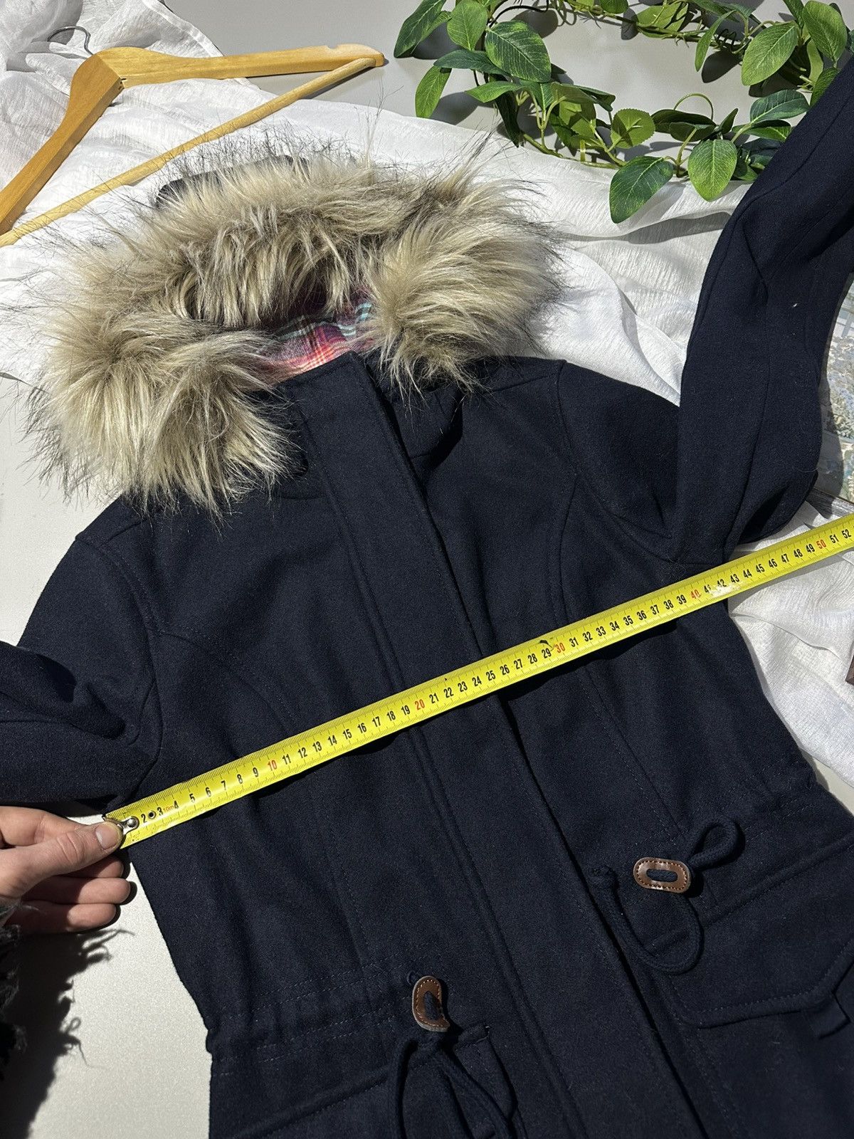 Hollister Hollister Faux Fur Trim Hooded Parka Jacket - Navy Blue - Size S / US 4 / IT 40 - 11 Thumbnail