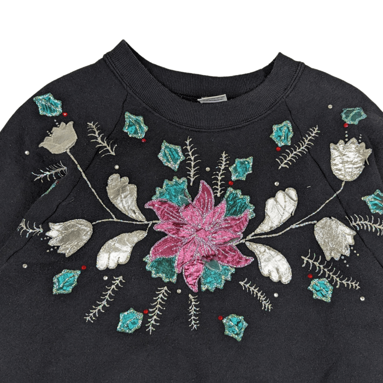 Fruit Of The Loom Vintage 90's FOTL Flower Art Embroidery Custom Sweatshirt Size US L / EU 52-54 / 3 - 4 Thumbnail