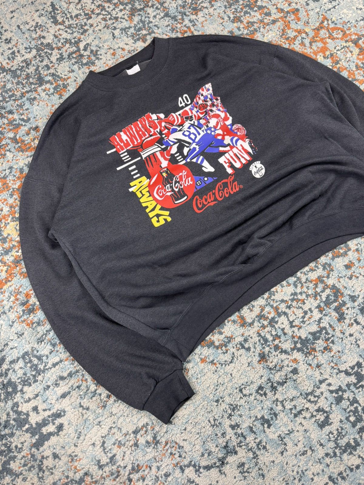 Coca Cola Vintage 80s Coca Cola american football sweatshirt faded Size US L / EU 52-54 / 3 - 2 Thumbnail