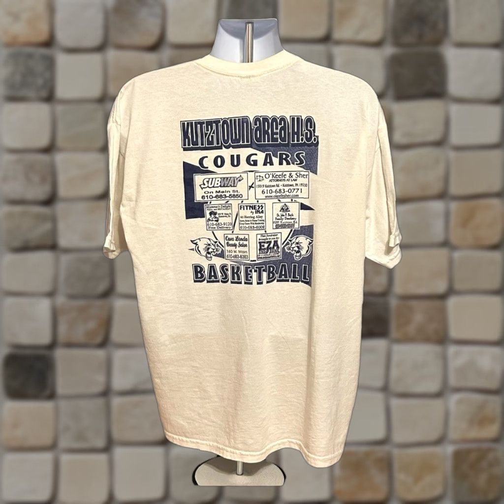 Gildan Y2K Kutztown Area High School Cougars Basketball 08-09 Shirt Men XL White Gildan Size US XL / EU 56 / 4 - 1 Thumbnail